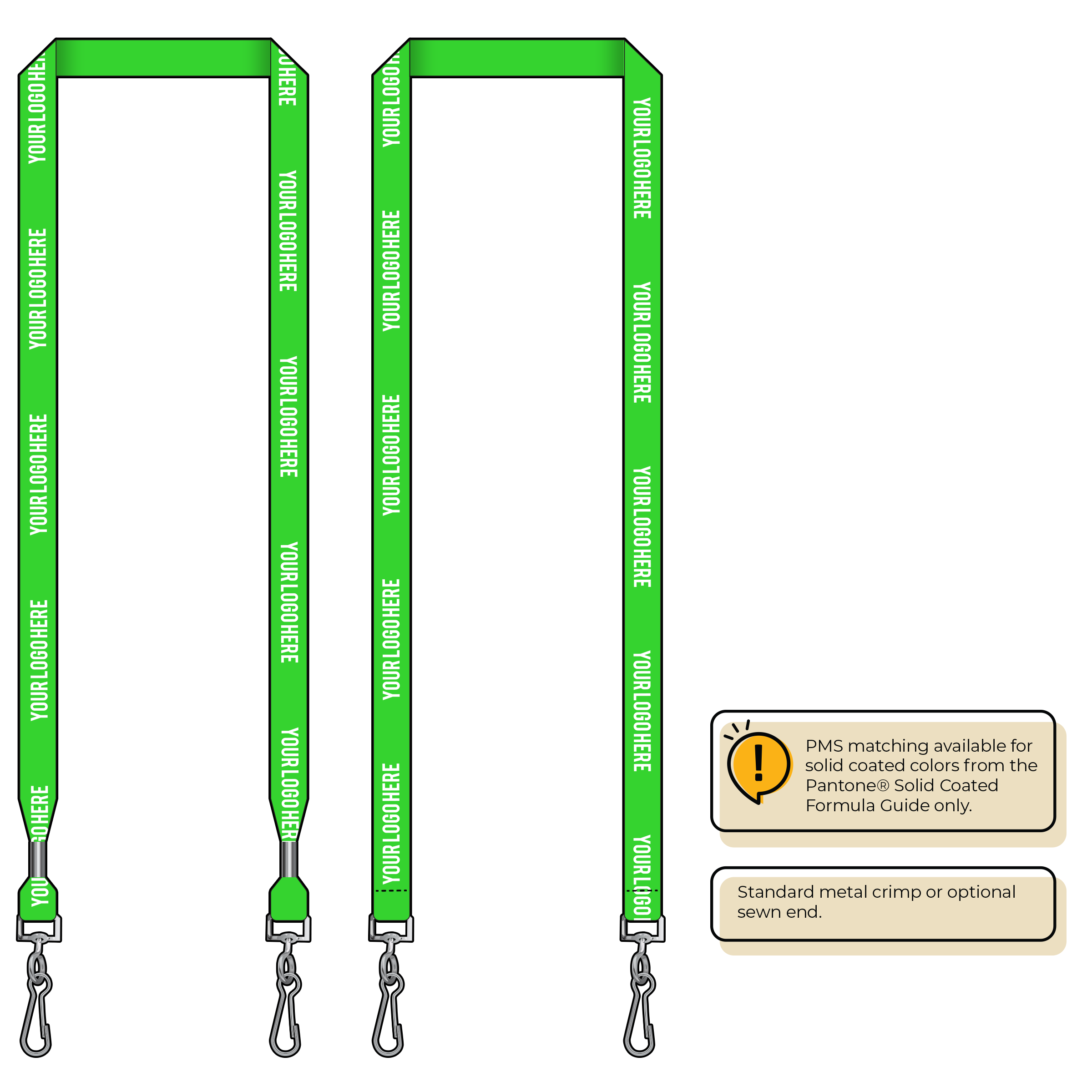 BHN012 | 5/8" Neon MicroWeave Silkscreen Lanyards :: DOUBLE ENDED