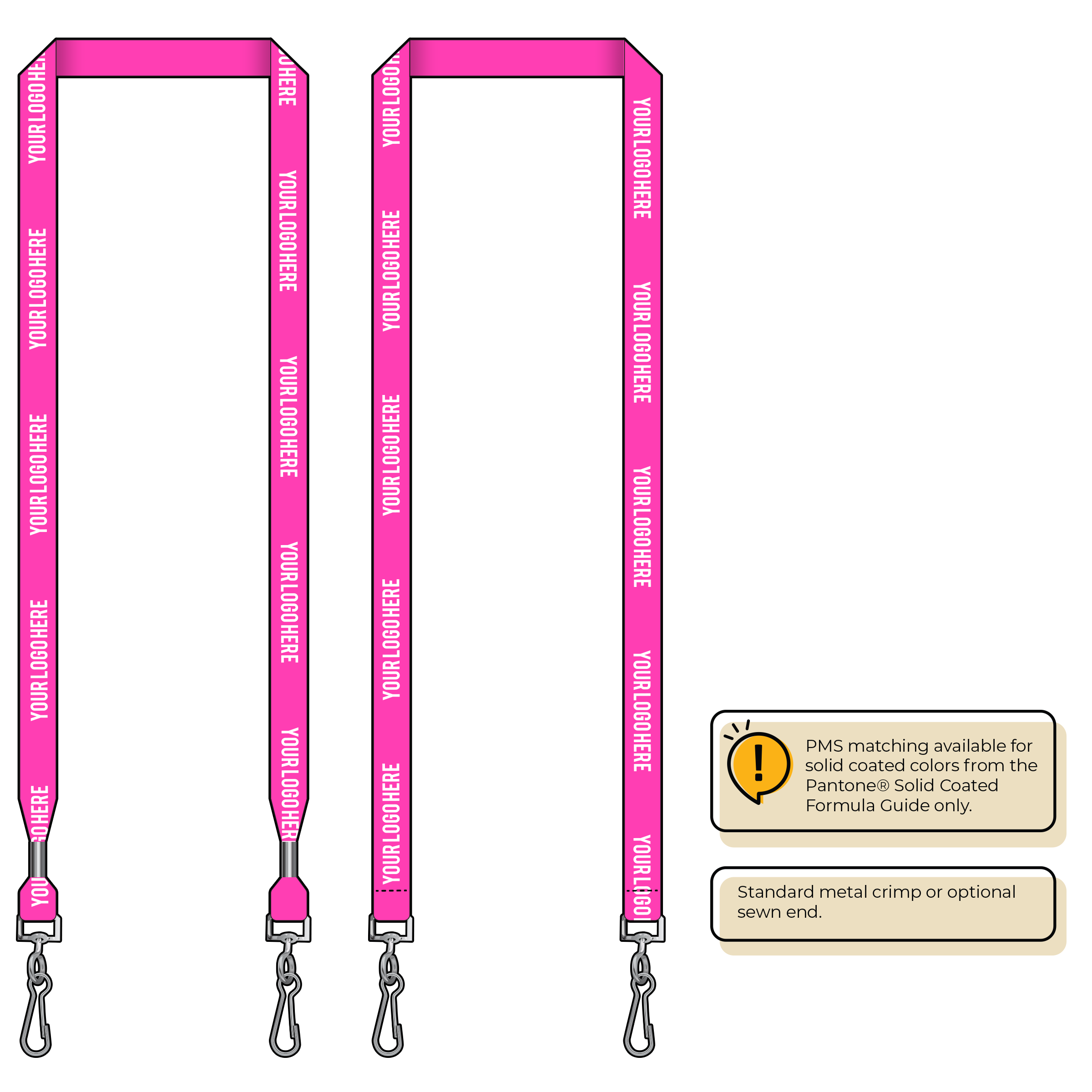 BHN012 | 5/8" Neon MicroWeave Silkscreen Lanyards :: DOUBLE ENDED