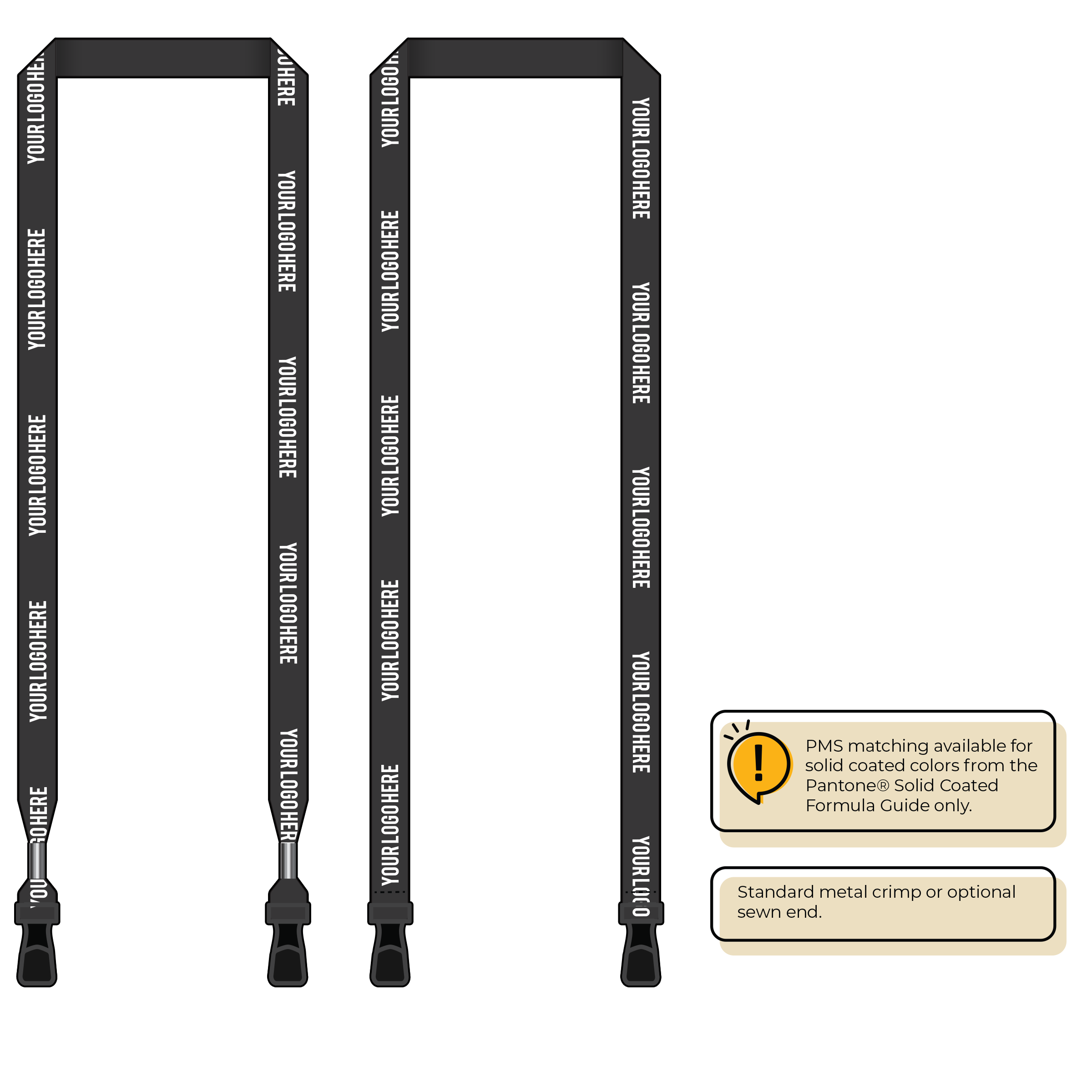 BH0012 | 5/8" MicroWeave Silkscreen Lanyards :: DOUBLE ENDED