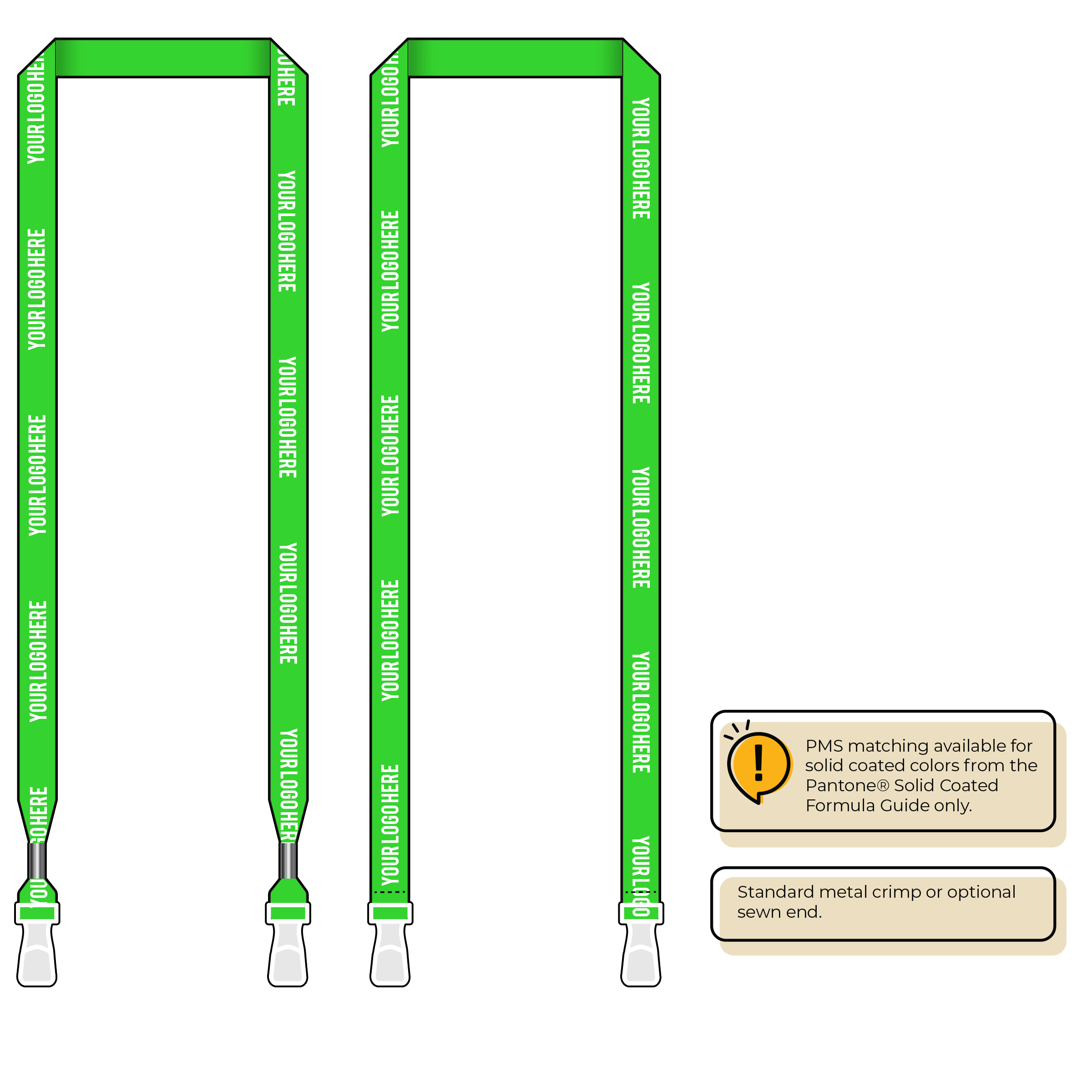 BHN012 | 5/8" Neon MicroWeave Silkscreen Lanyards :: DOUBLE ENDED
