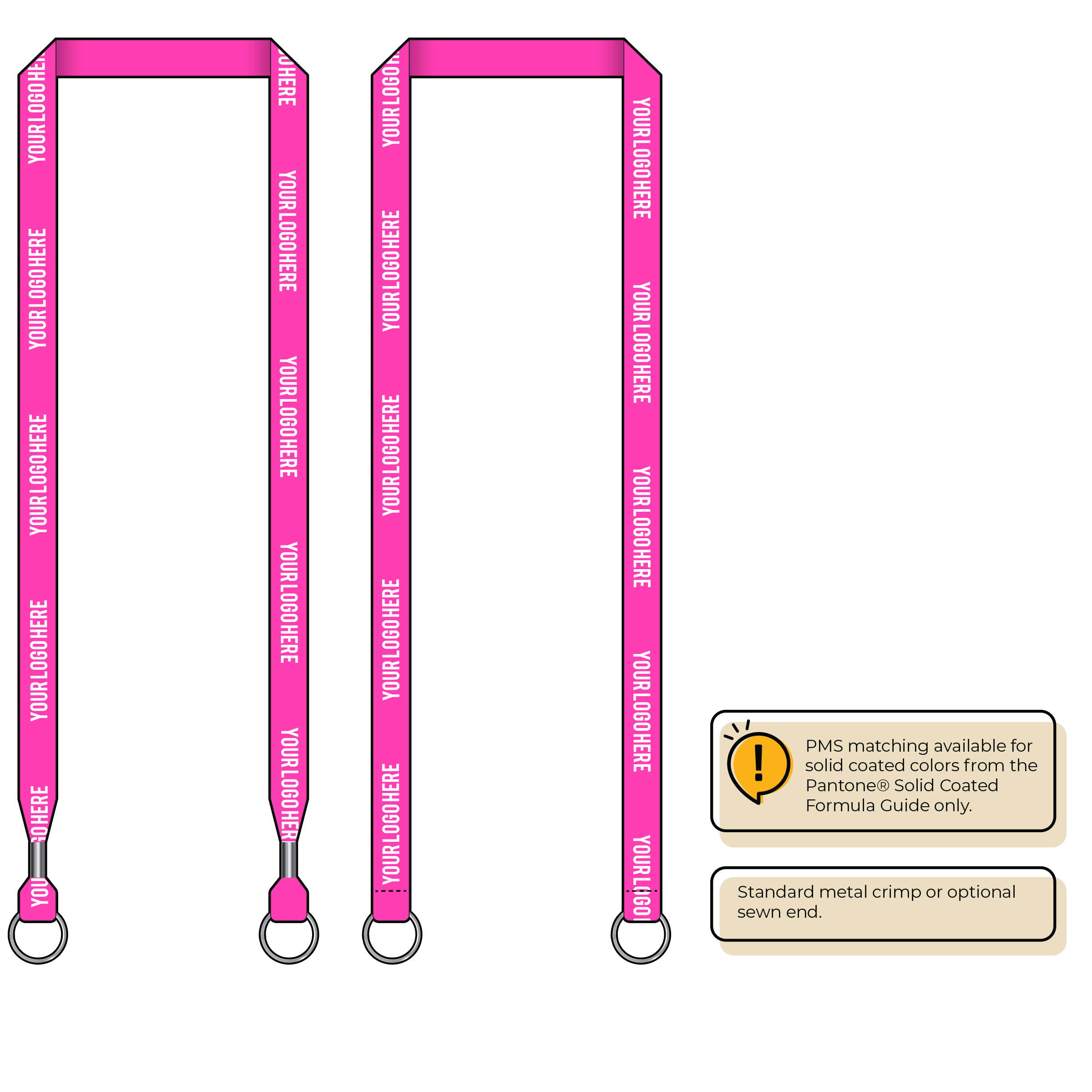 BHN012 | 5/8" Neon MicroWeave Silkscreen Lanyards :: DOUBLE ENDED