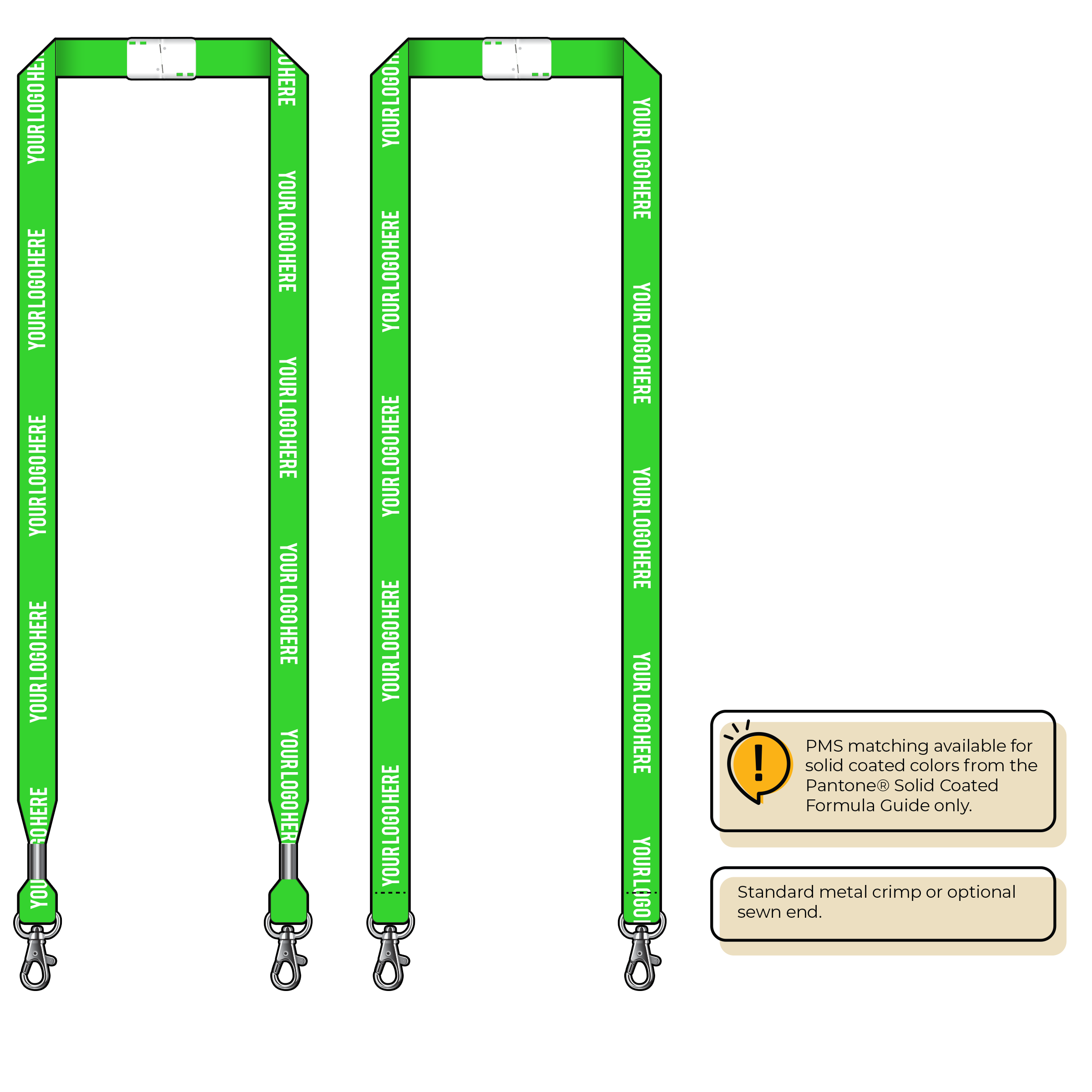 BHN012 | 5/8" Neon MicroWeave Silkscreen Lanyards :: DOUBLE ENDED
