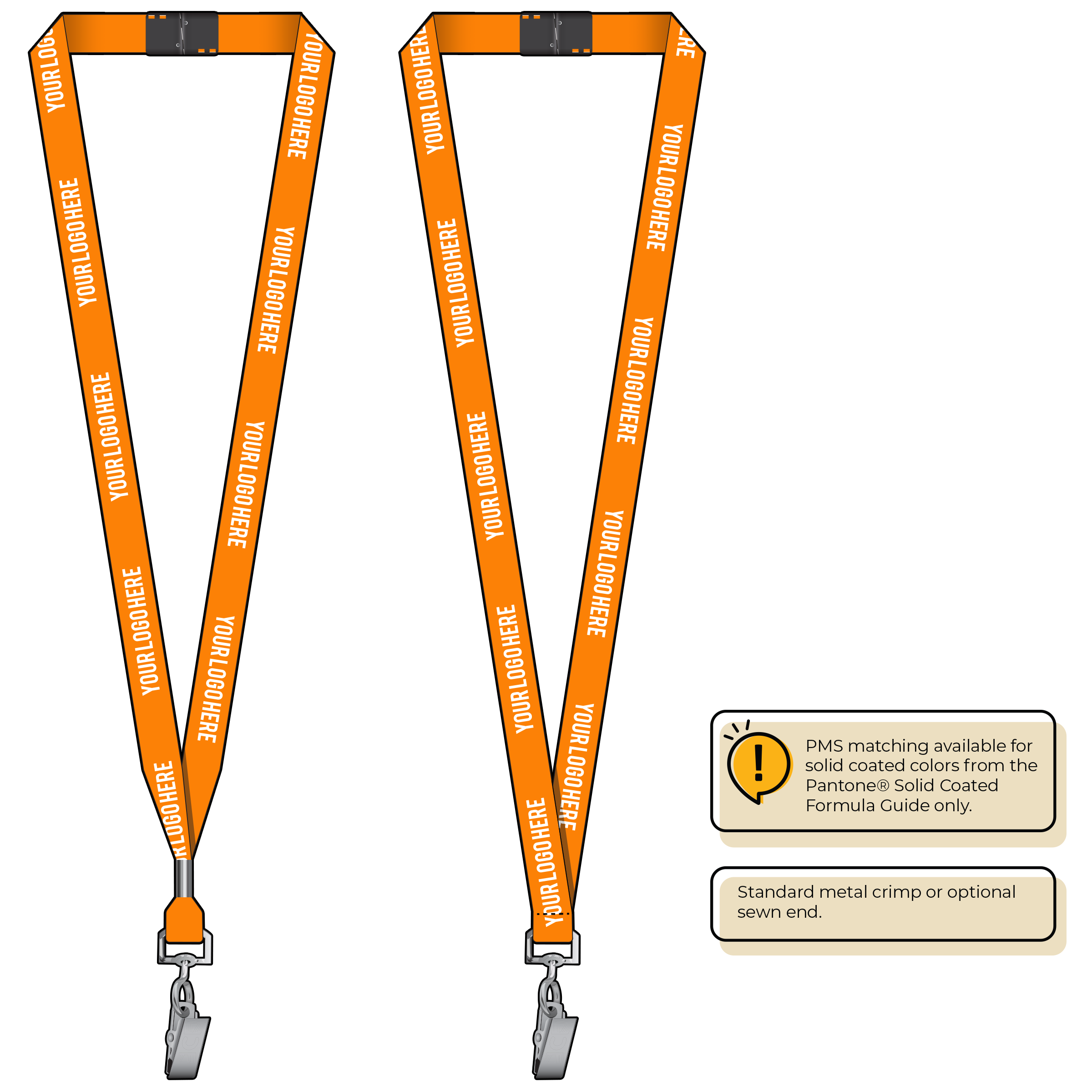 BH0012 | 5/8" MicroWeave Silkscreen Lanyards :: STANDARD END ATTACHMENTS