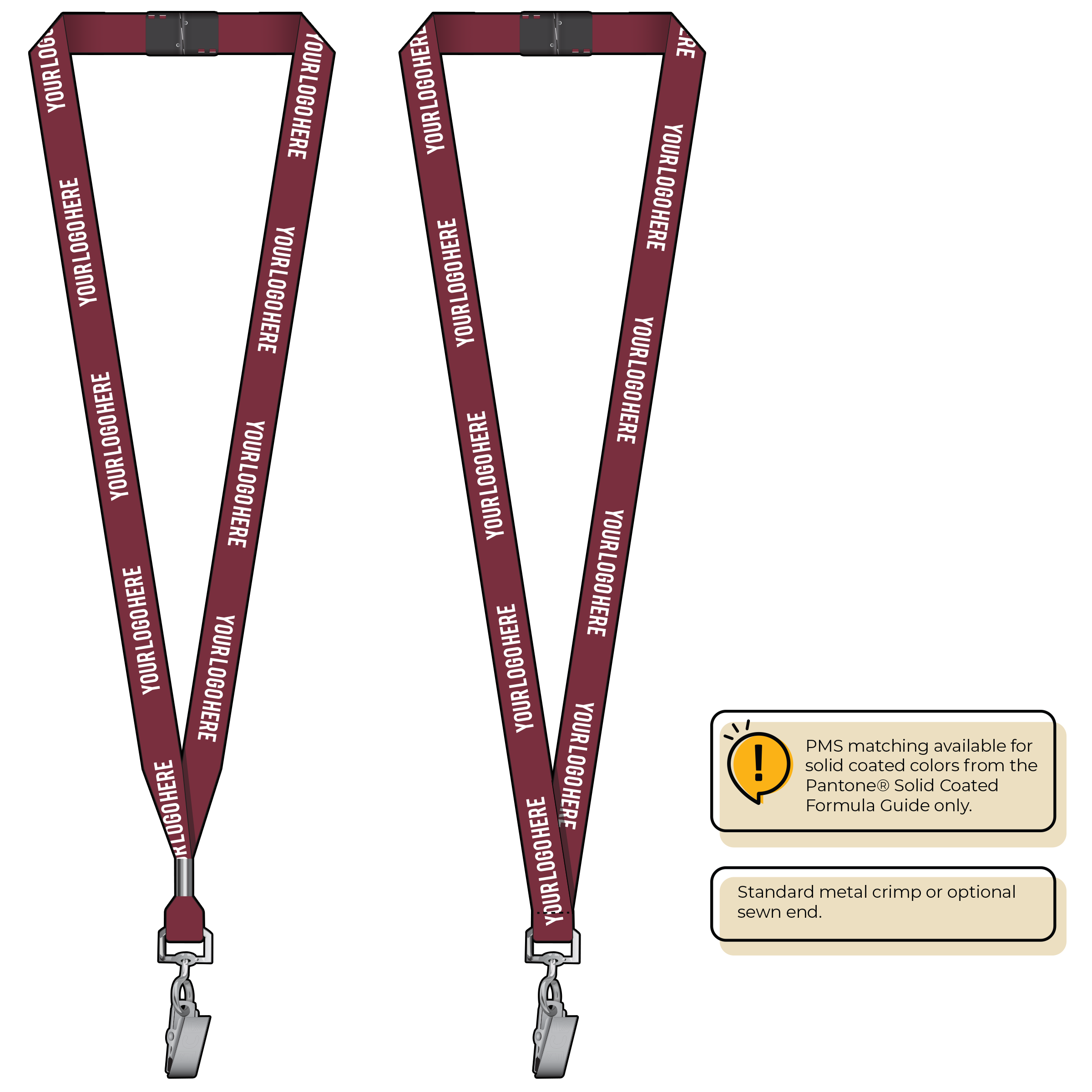 BH0012 | 5/8" MicroWeave Silkscreen Lanyards :: STANDARD END ATTACHMENTS