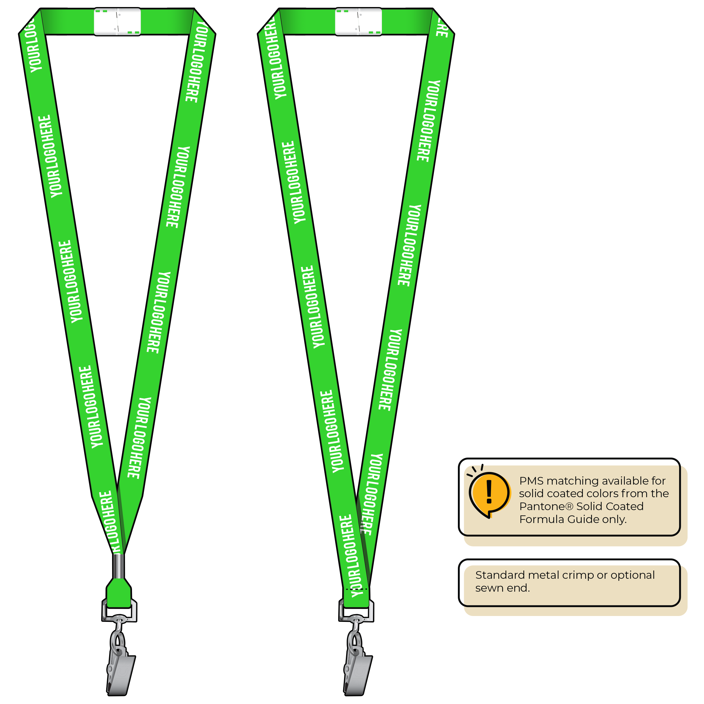 BHN012 | 5/8" Neon MicroWeave Silkscreen Lanyards :: STANDARD END ATTACHMENTS