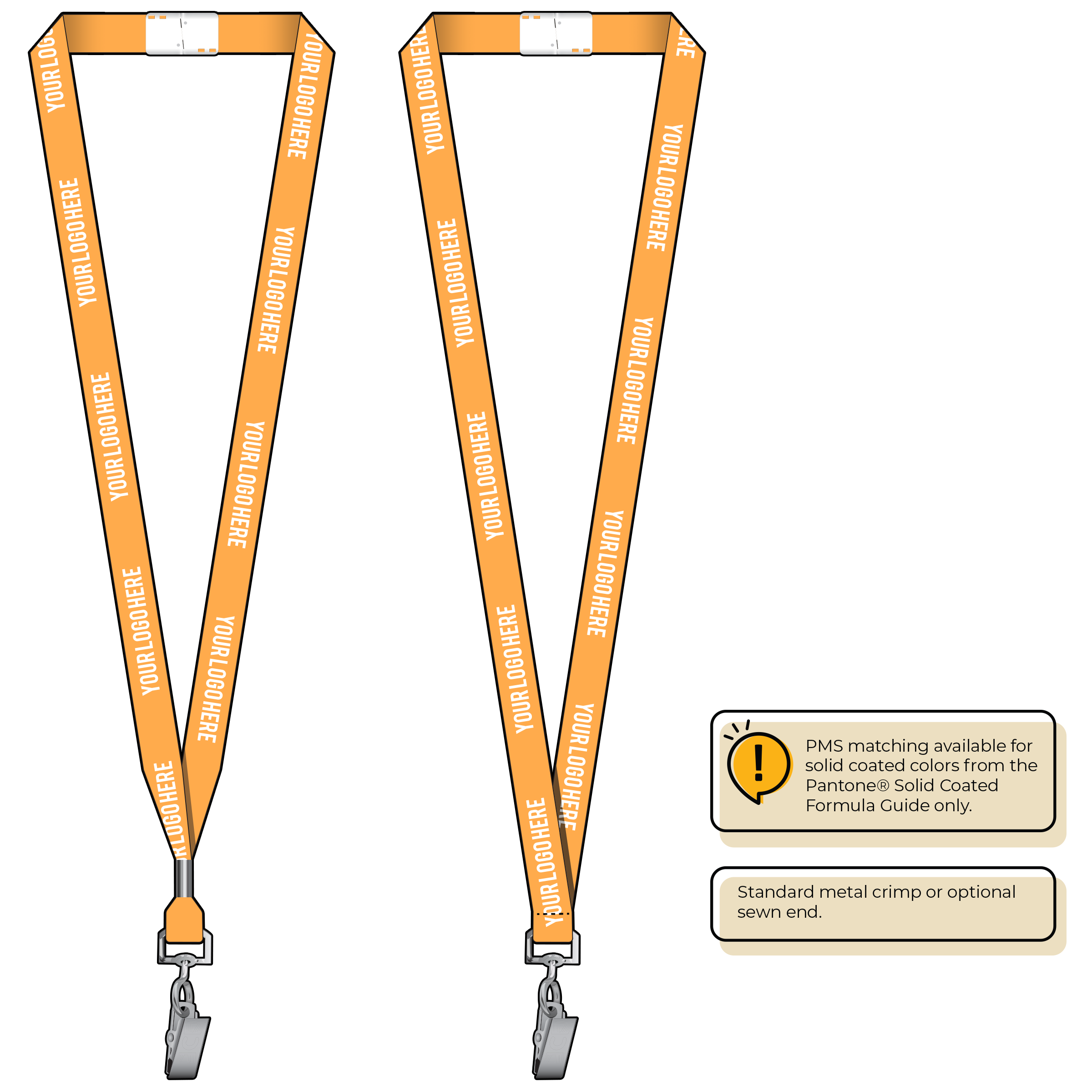 BHN012 | 5/8" Neon MicroWeave Silkscreen Lanyards :: STANDARD END ATTACHMENTS