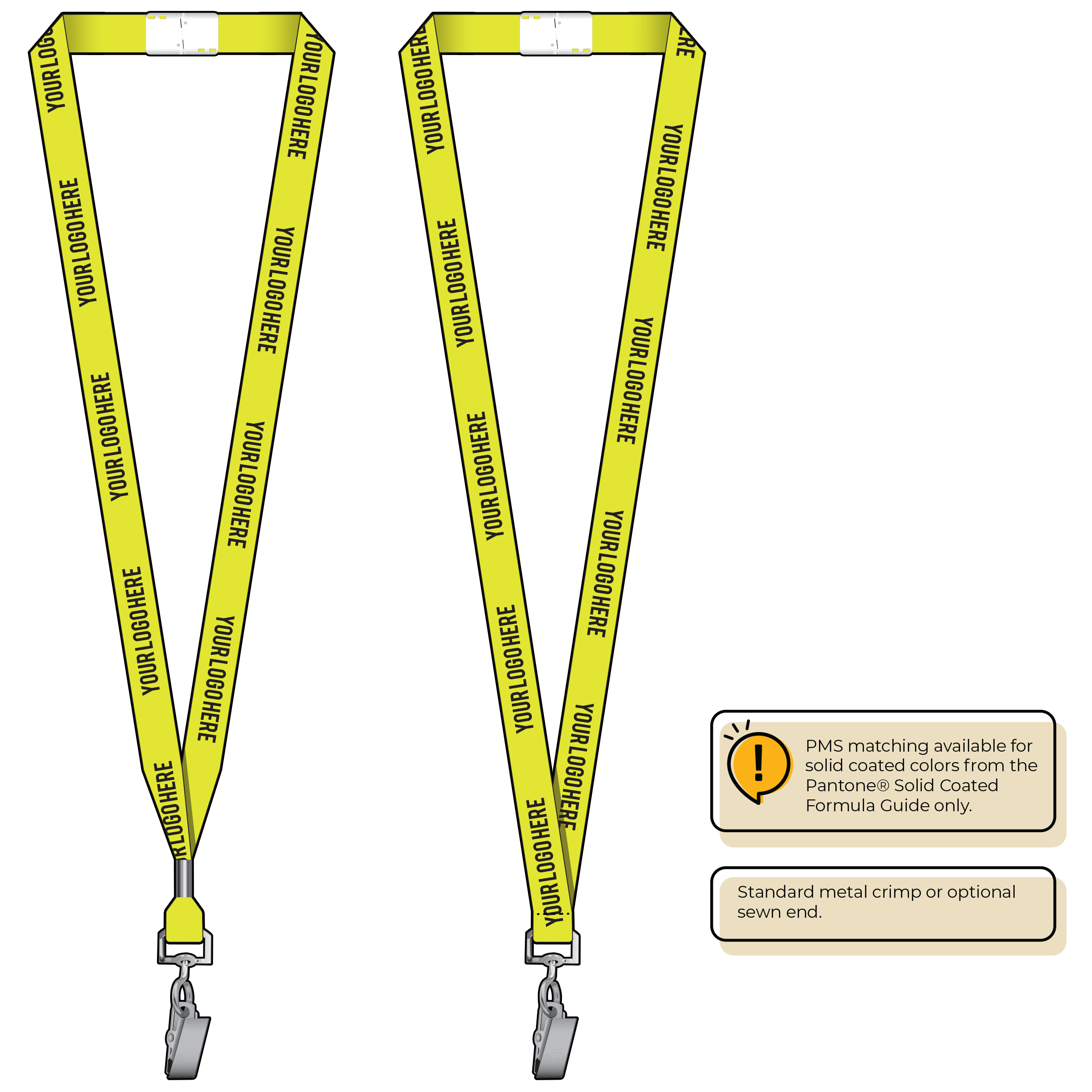 BHN012 | 5/8" Neon MicroWeave Silkscreen Lanyards :: STANDARD END ATTACHMENTS