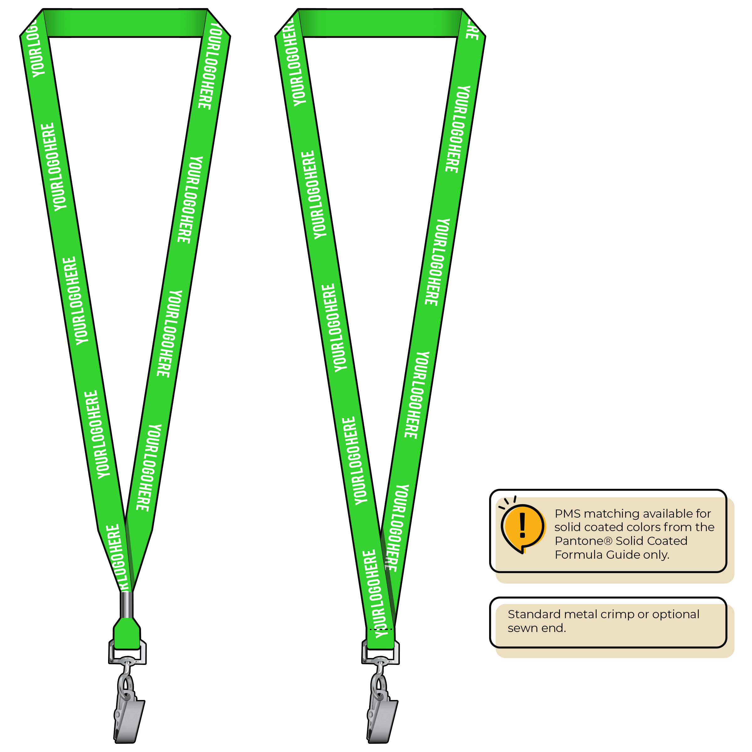 BHN012 | 5/8" Neon MicroWeave Silkscreen Lanyards :: STANDARD END ATTACHMENTS