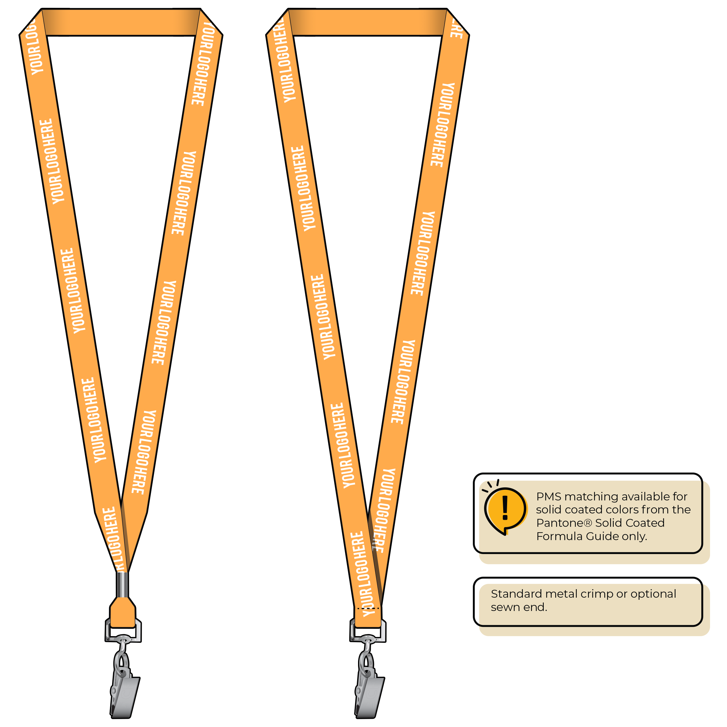 BHN012 | 5/8" Neon MicroWeave Silkscreen Lanyards :: STANDARD END ATTACHMENTS