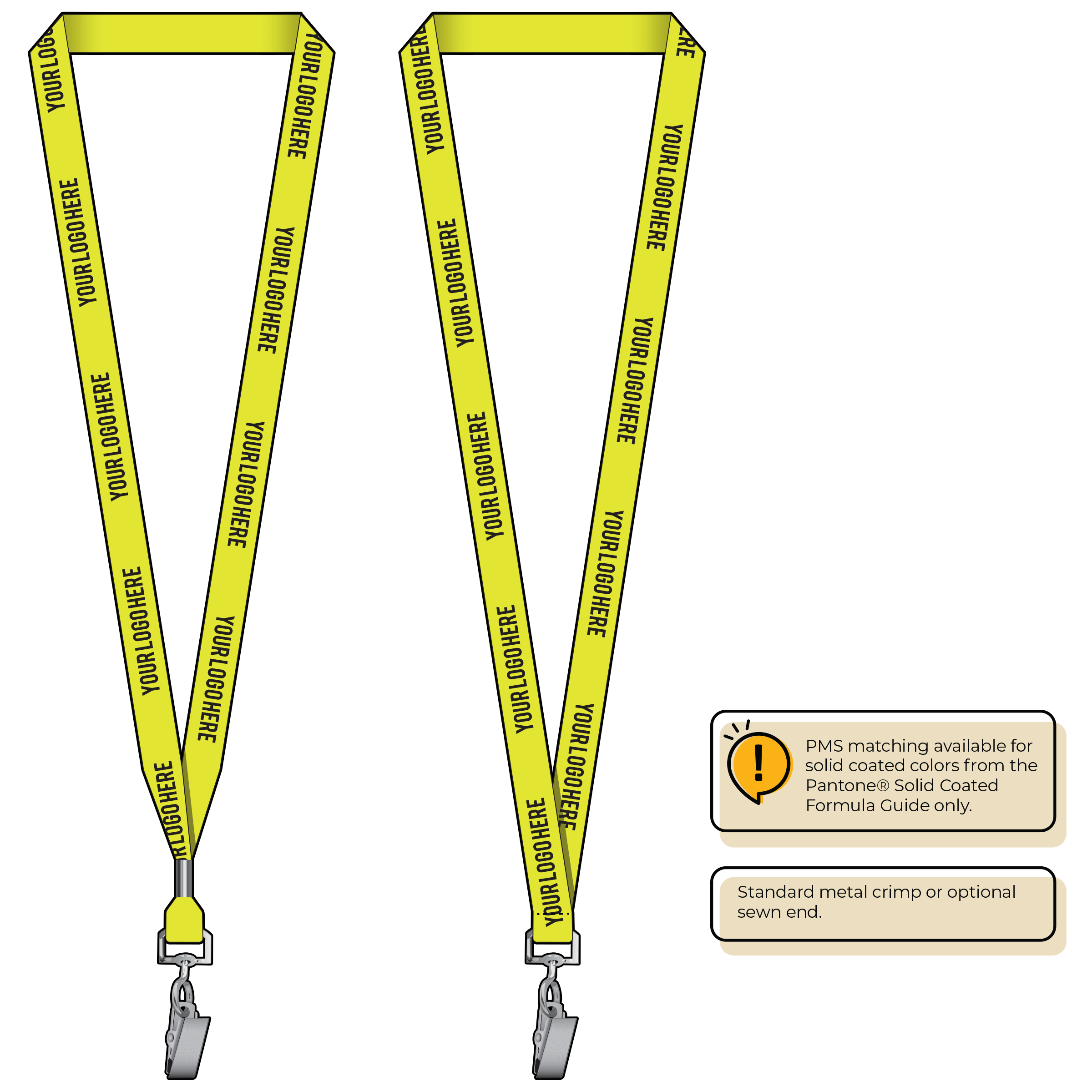 BHN012 | 5/8" Neon MicroWeave Silkscreen Lanyards :: STANDARD END ATTACHMENTS