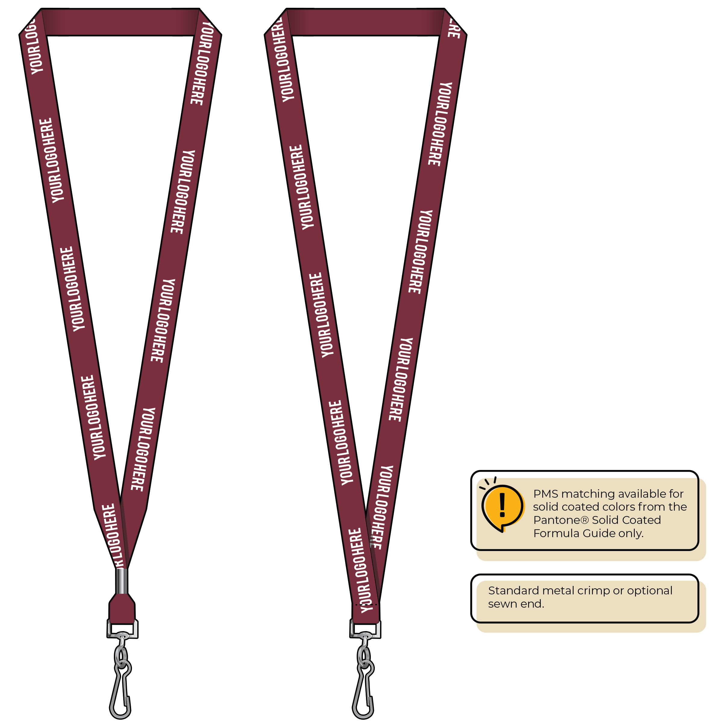 BH0012 | 5/8" MicroWeave Silkscreen Lanyards :: STANDARD END ATTACHMENTS