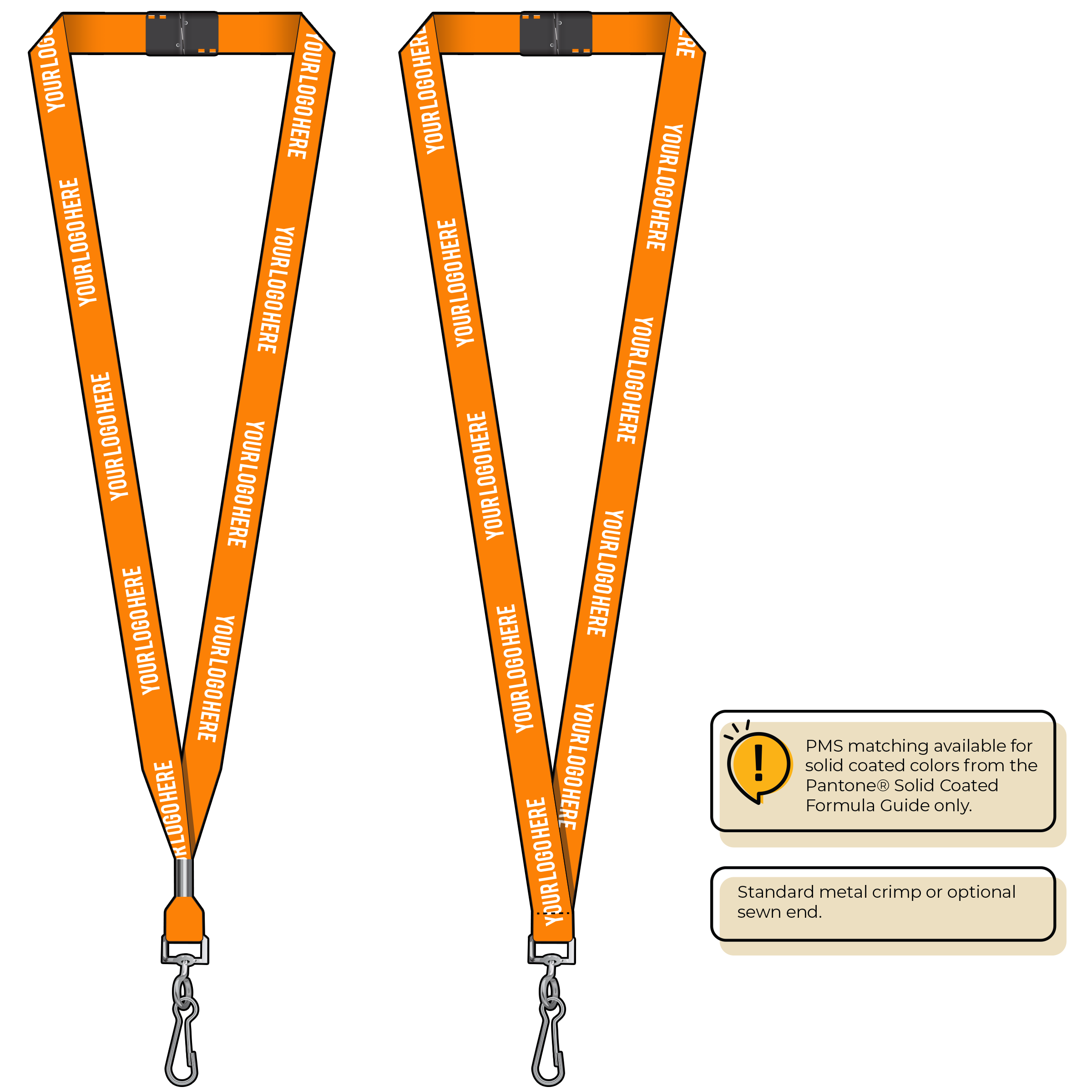 BH0012 | 5/8" MicroWeave Silkscreen Lanyards :: STANDARD END ATTACHMENTS