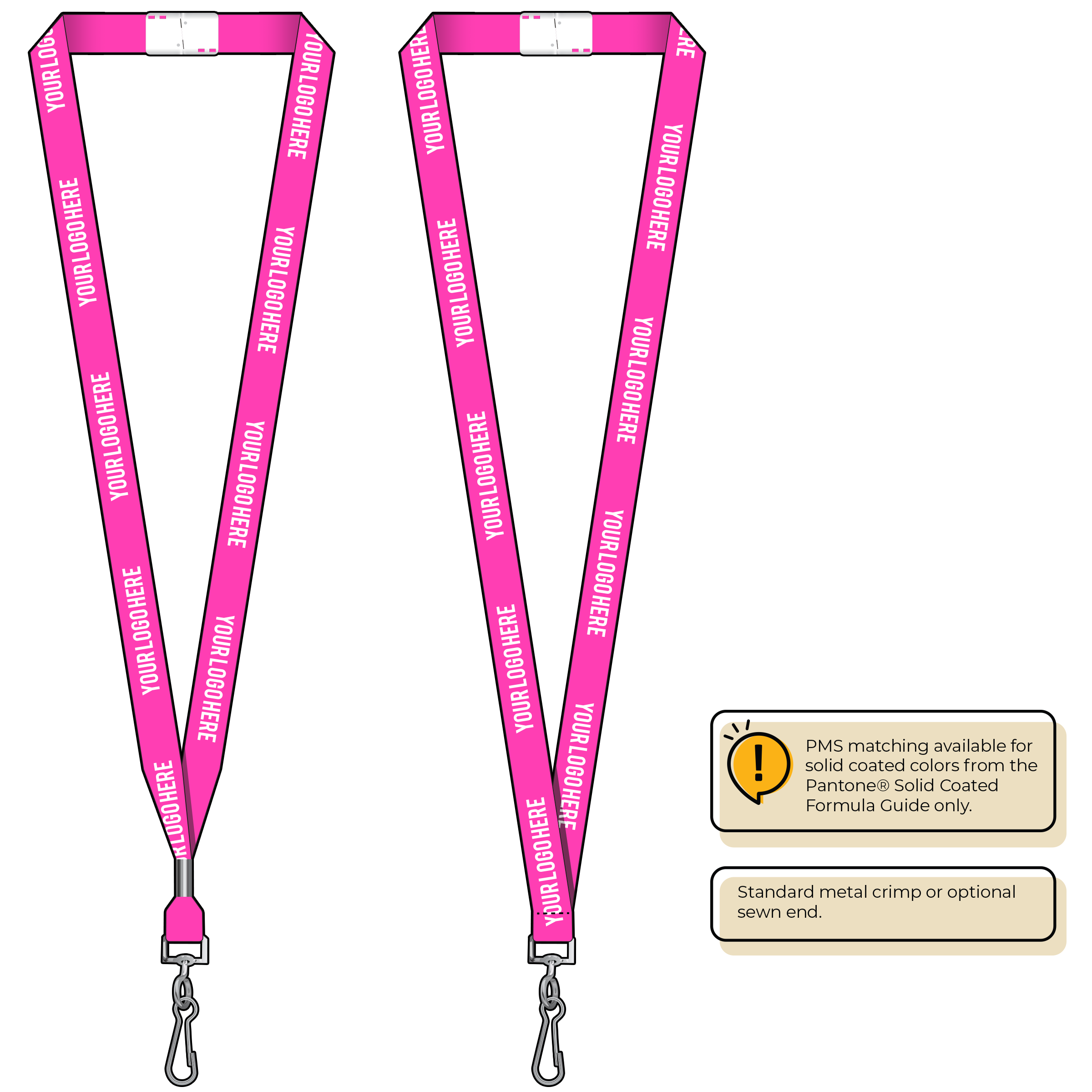 BHN012 | 5/8" Neon MicroWeave Silkscreen Lanyards :: STANDARD END ATTACHMENTS