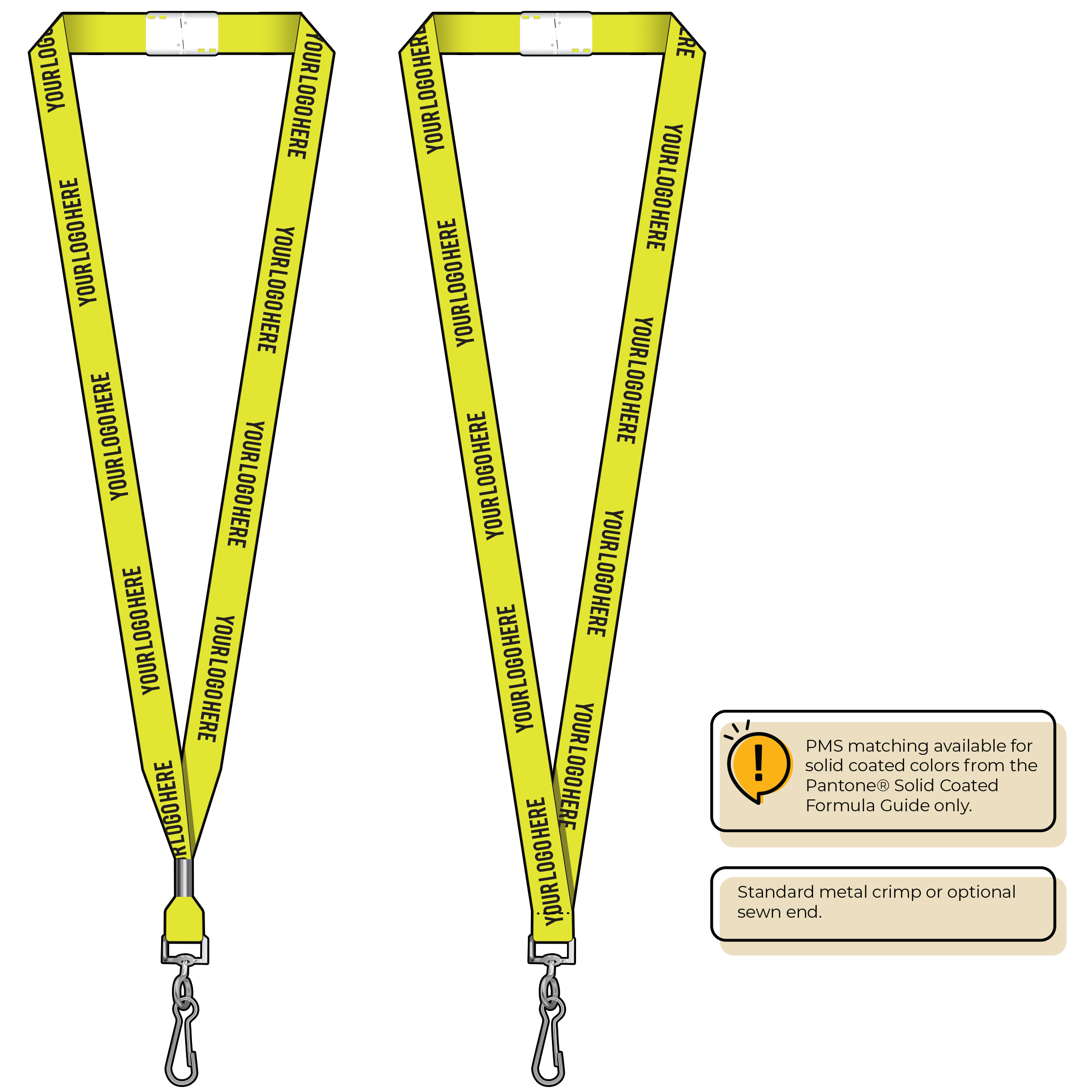 BHN012 | 5/8" Neon MicroWeave Silkscreen Lanyards :: STANDARD END ATTACHMENTS