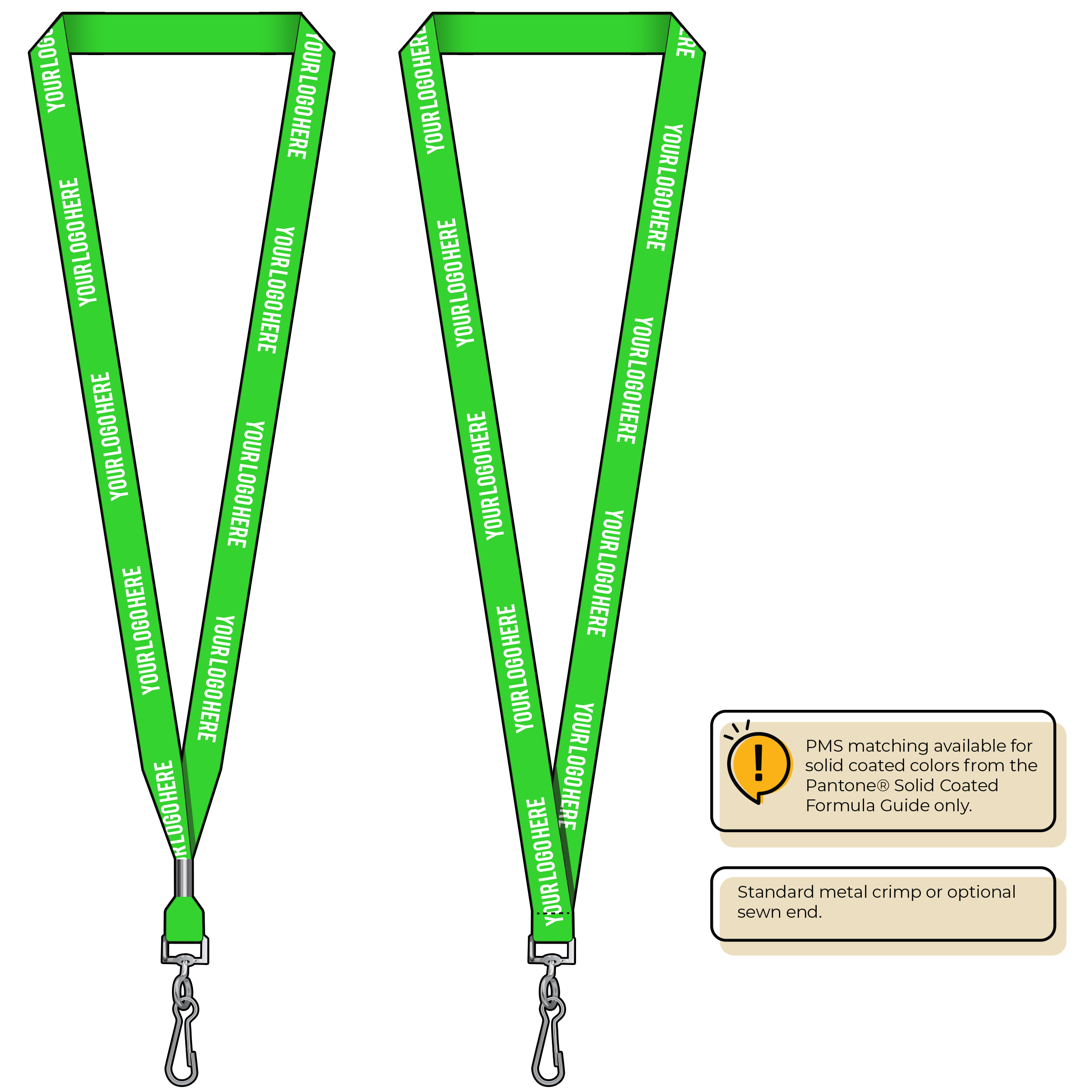 BHN012 | 5/8" Neon MicroWeave Silkscreen Lanyards :: STANDARD END ATTACHMENTS