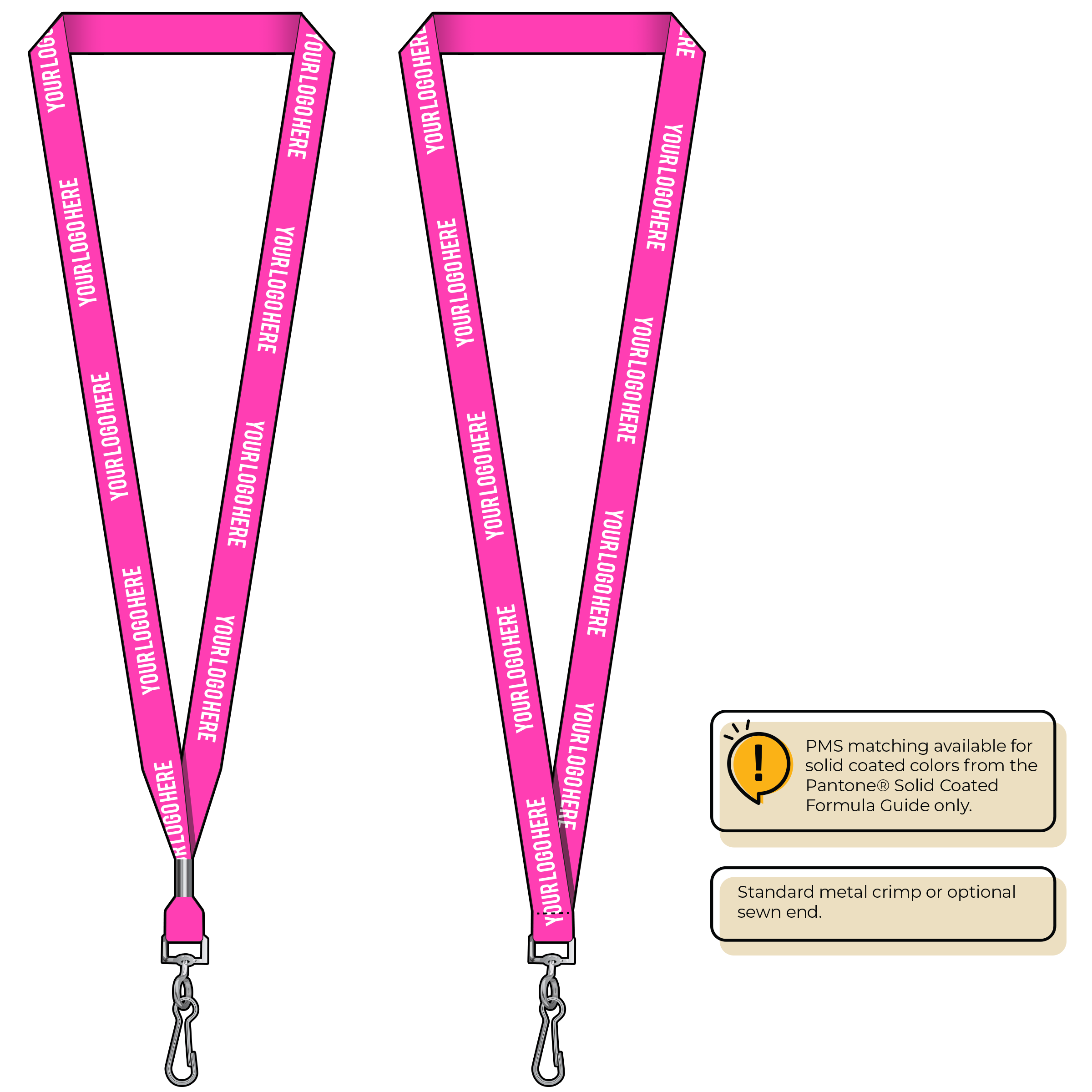 BHN012 | 5/8" Neon MicroWeave Silkscreen Lanyards :: STANDARD END ATTACHMENTS