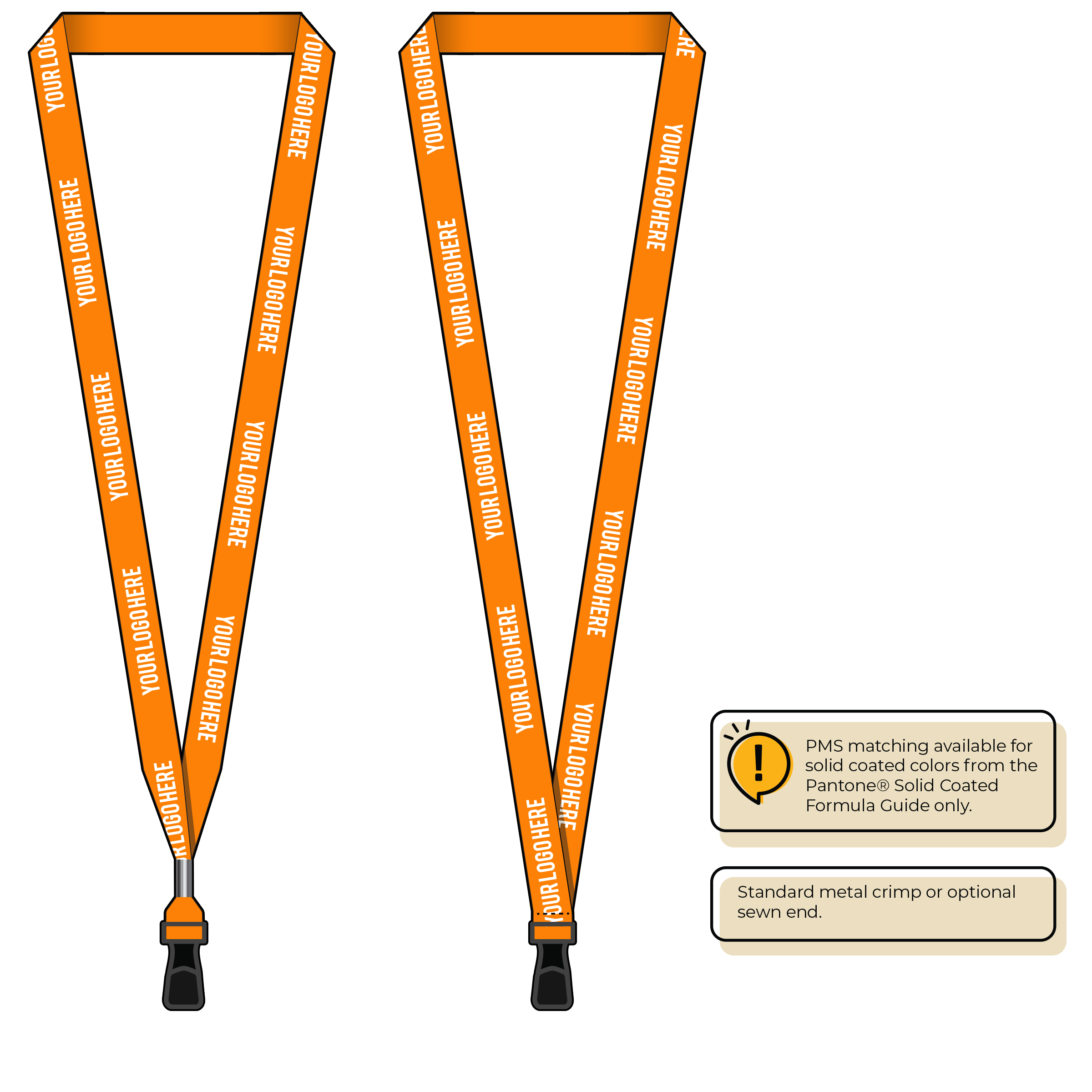 BH0012 | 5/8" MicroWeave Silkscreen Lanyards :: STANDARD END ATTACHMENTS