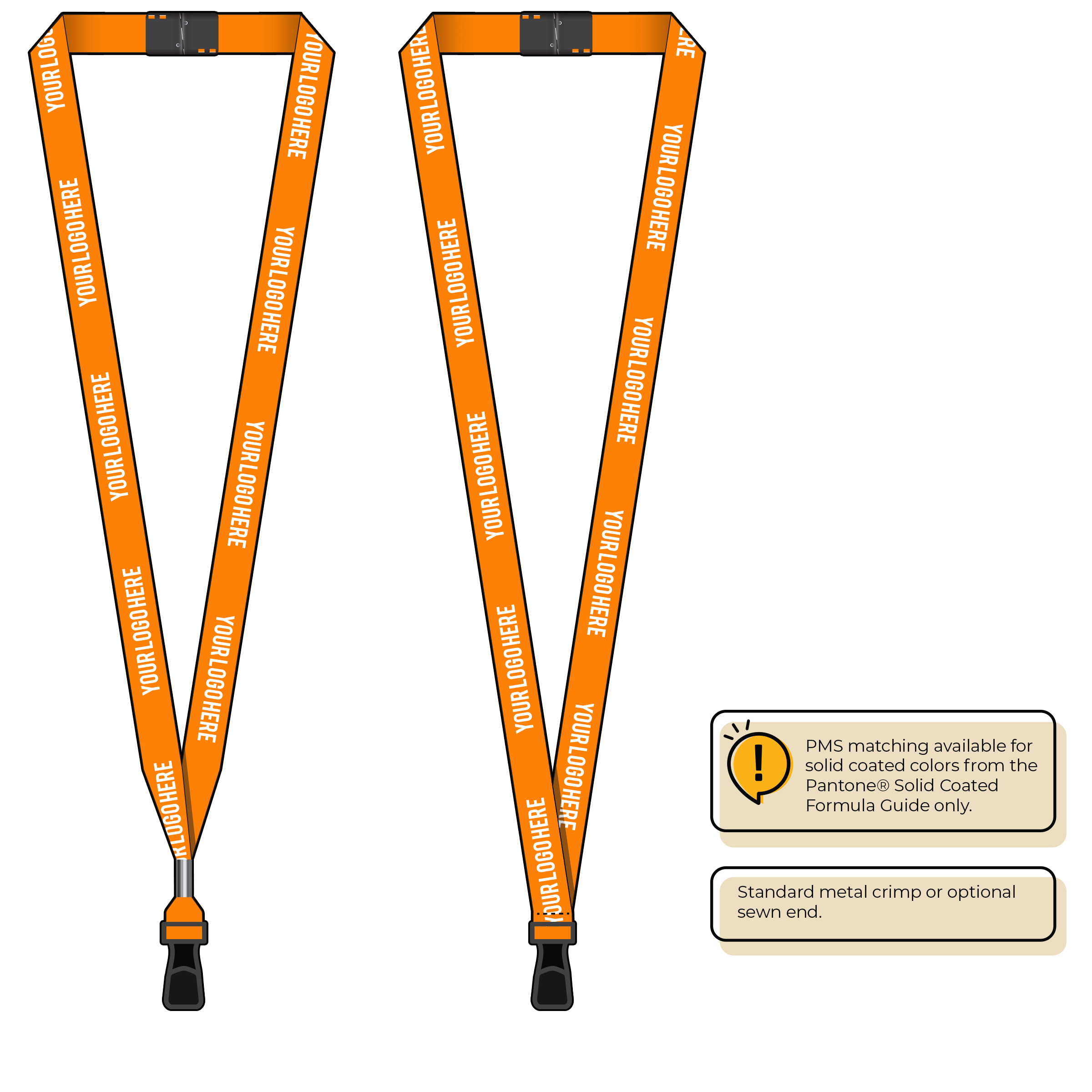 BH0012 | 5/8" MicroWeave Silkscreen Lanyards :: STANDARD END ATTACHMENTS