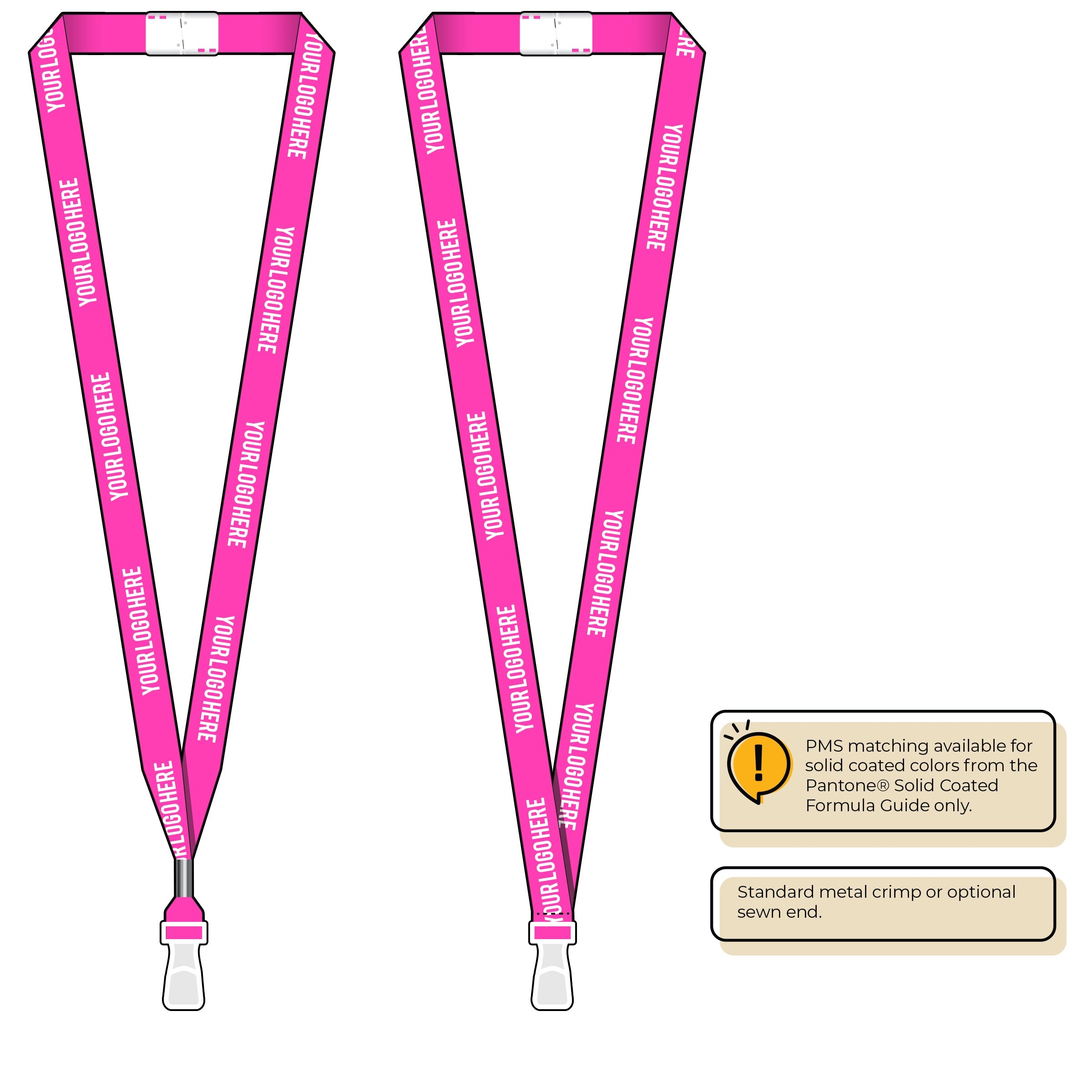 BHN012 | 5/8" Neon MicroWeave Silkscreen Lanyards :: STANDARD END ATTACHMENTS
