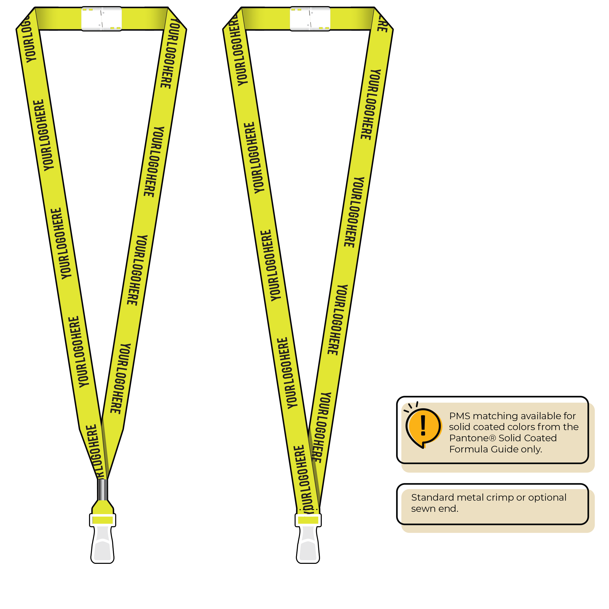 BHN012 | 5/8" Neon MicroWeave Silkscreen Lanyards :: STANDARD END ATTACHMENTS