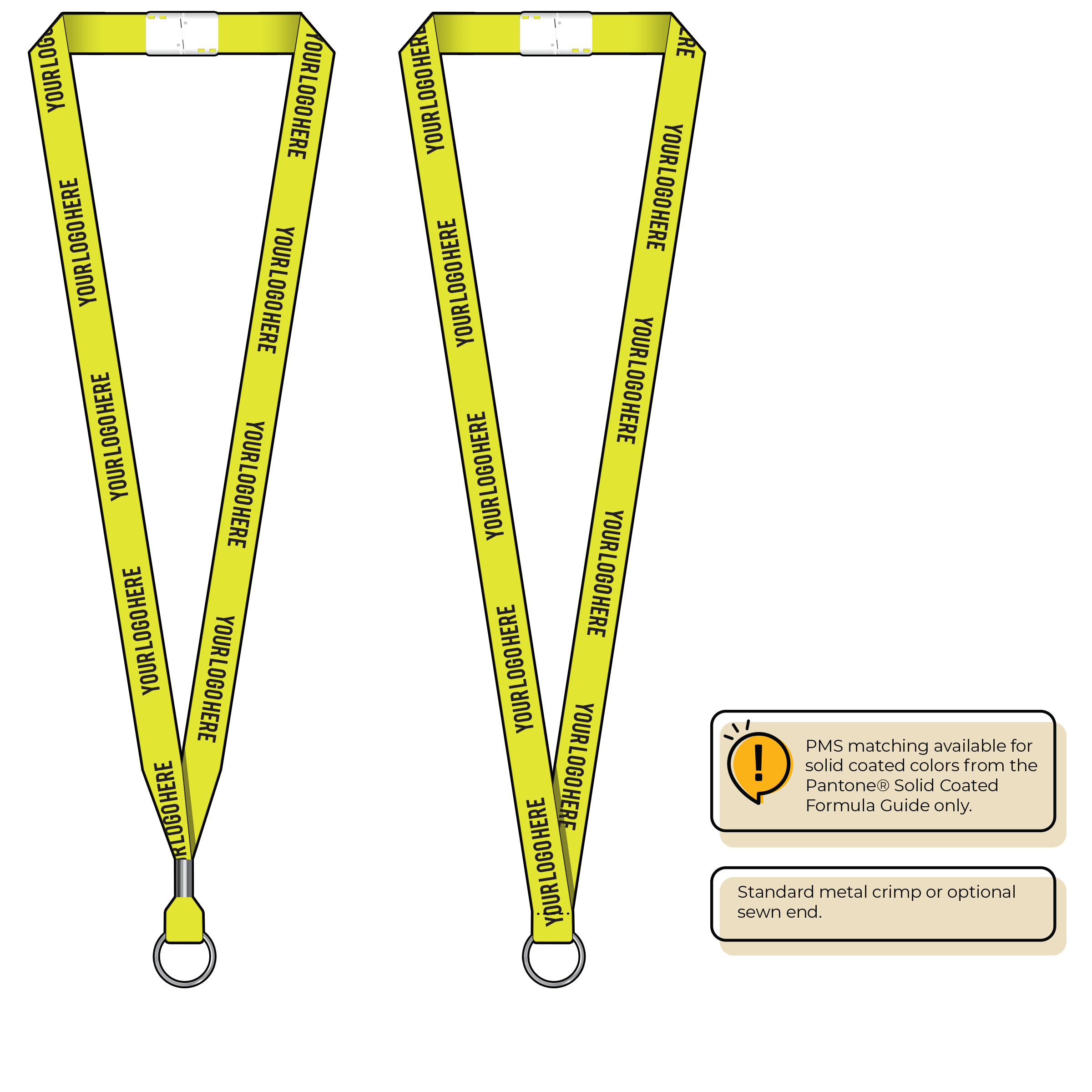 BHN012 | 5/8" Neon MicroWeave Silkscreen Lanyards :: STANDARD END ATTACHMENTS