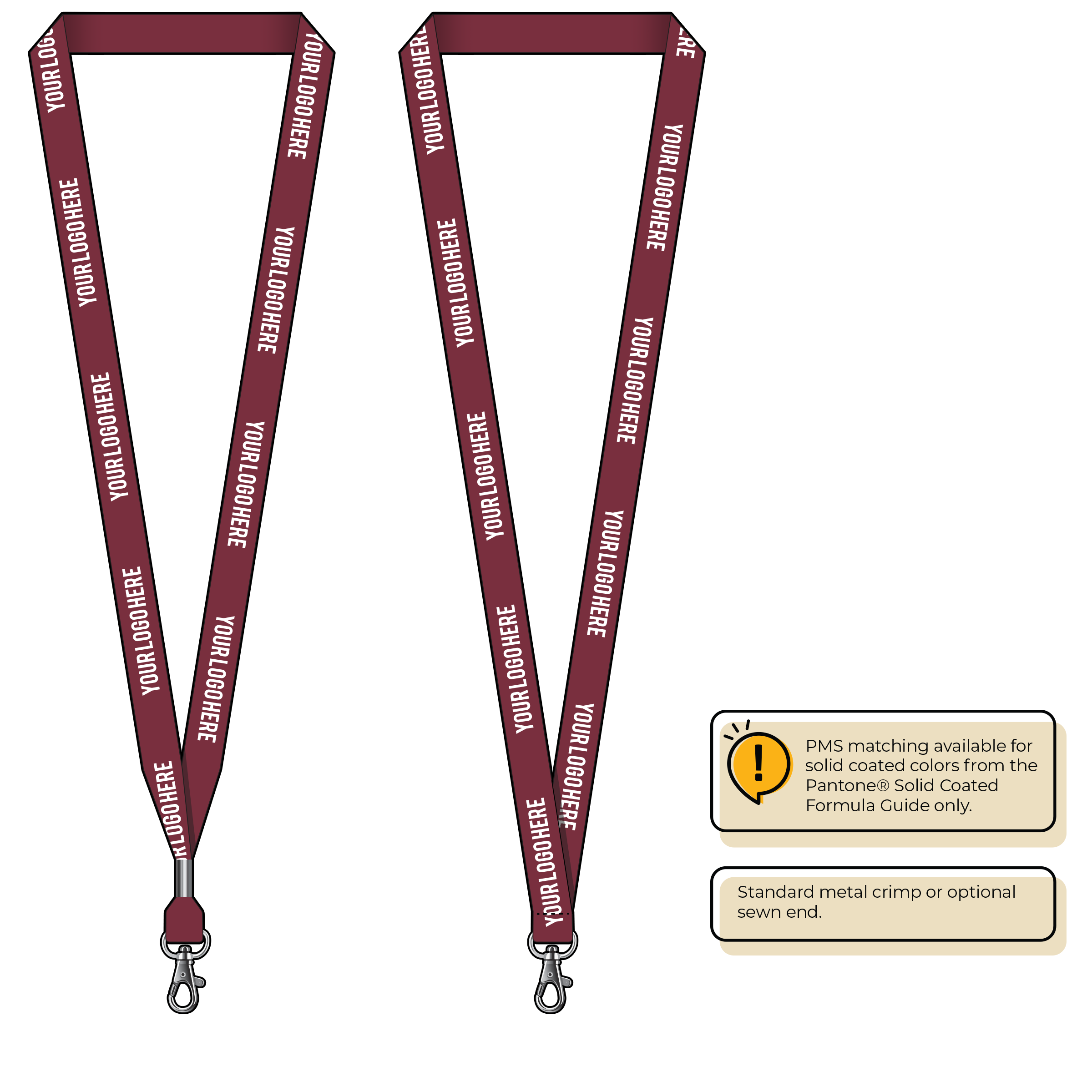 BH0012 | 5/8" MicroWeave Silkscreen Lanyards :: STANDARD END ATTACHMENTS