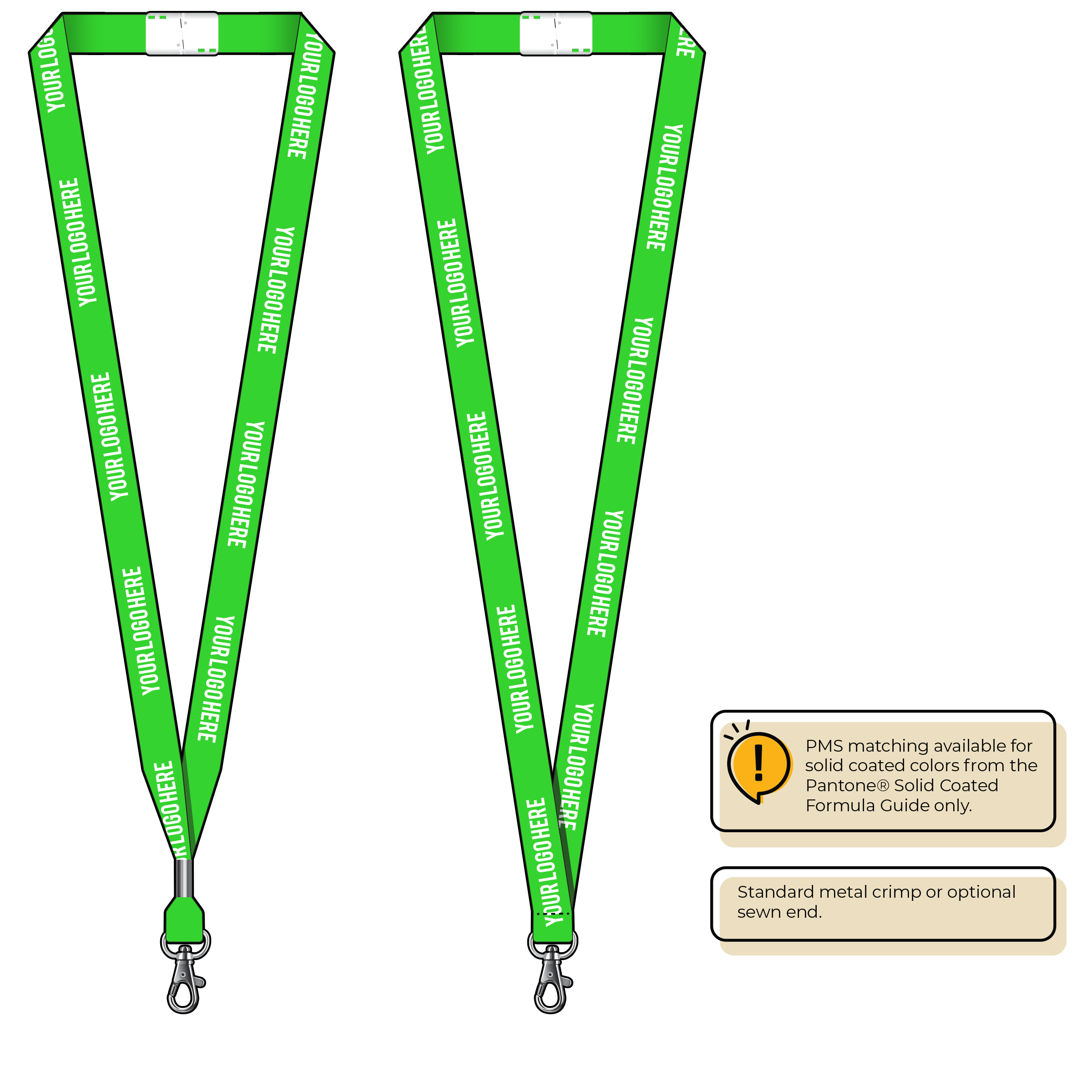 BHN012 | 5/8" Neon MicroWeave Silkscreen Lanyards :: STANDARD END ATTACHMENTS