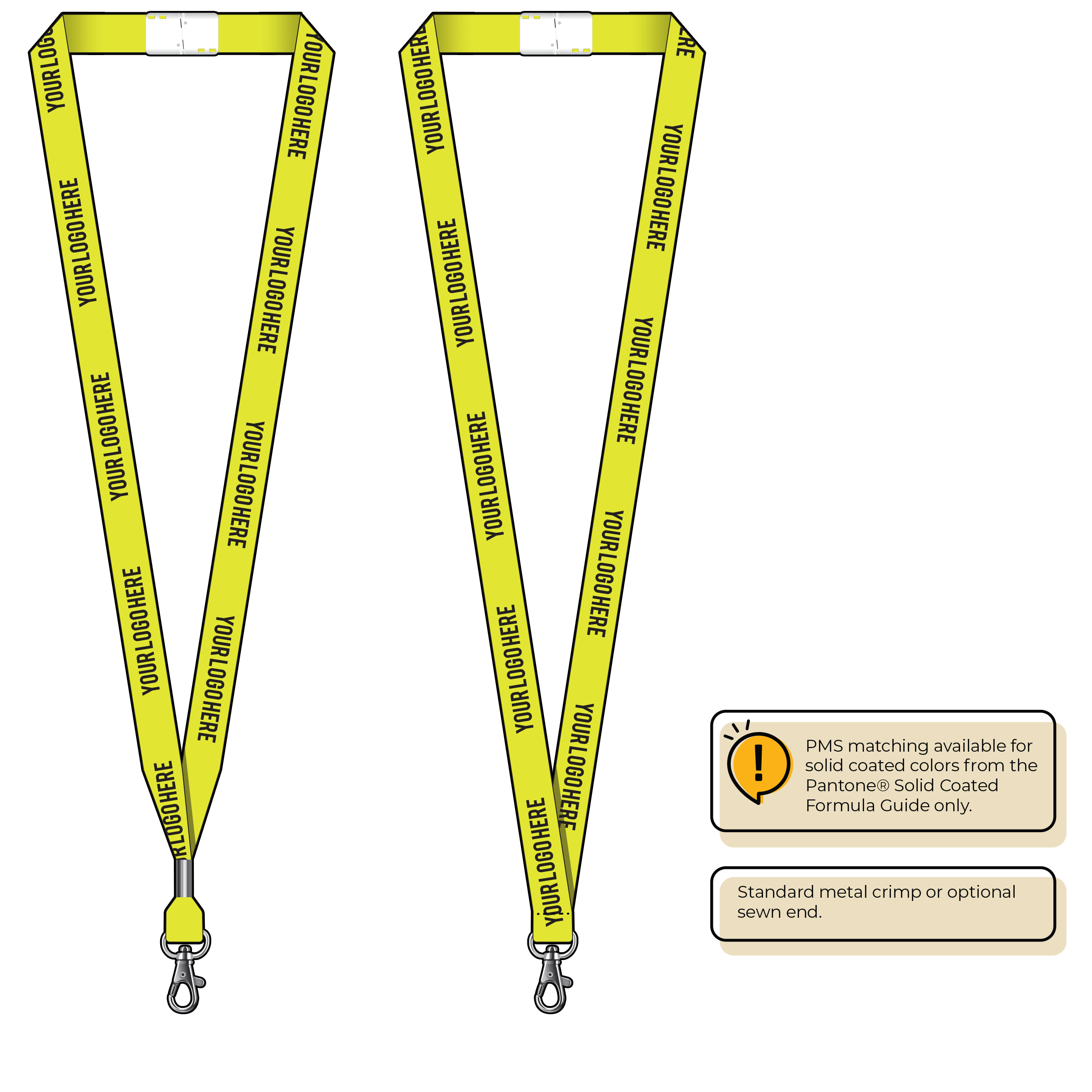 BHN012 | 5/8" Neon MicroWeave Silkscreen Lanyards :: STANDARD END ATTACHMENTS