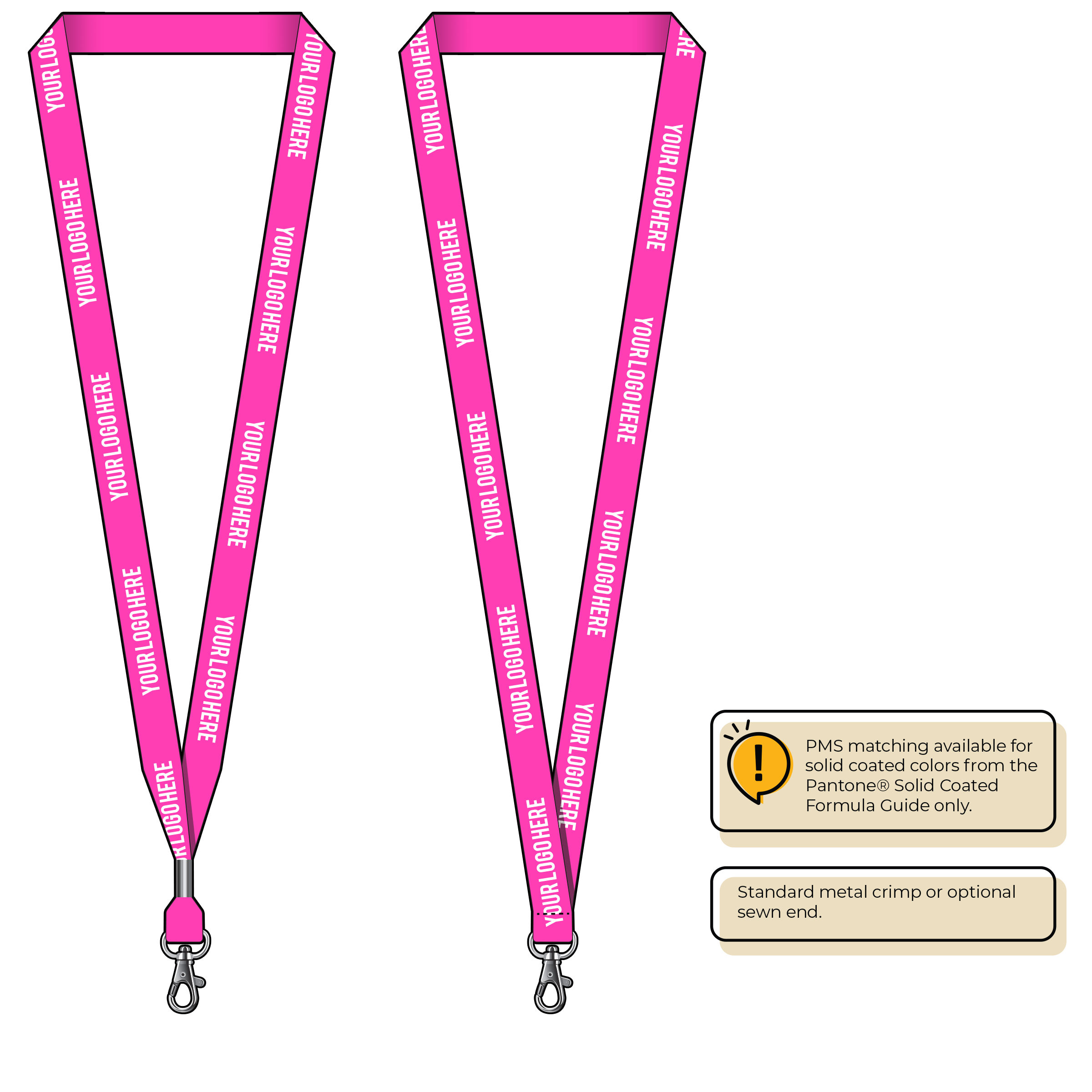 BHN012 | 5/8" Neon MicroWeave Silkscreen Lanyards :: STANDARD END ATTACHMENTS