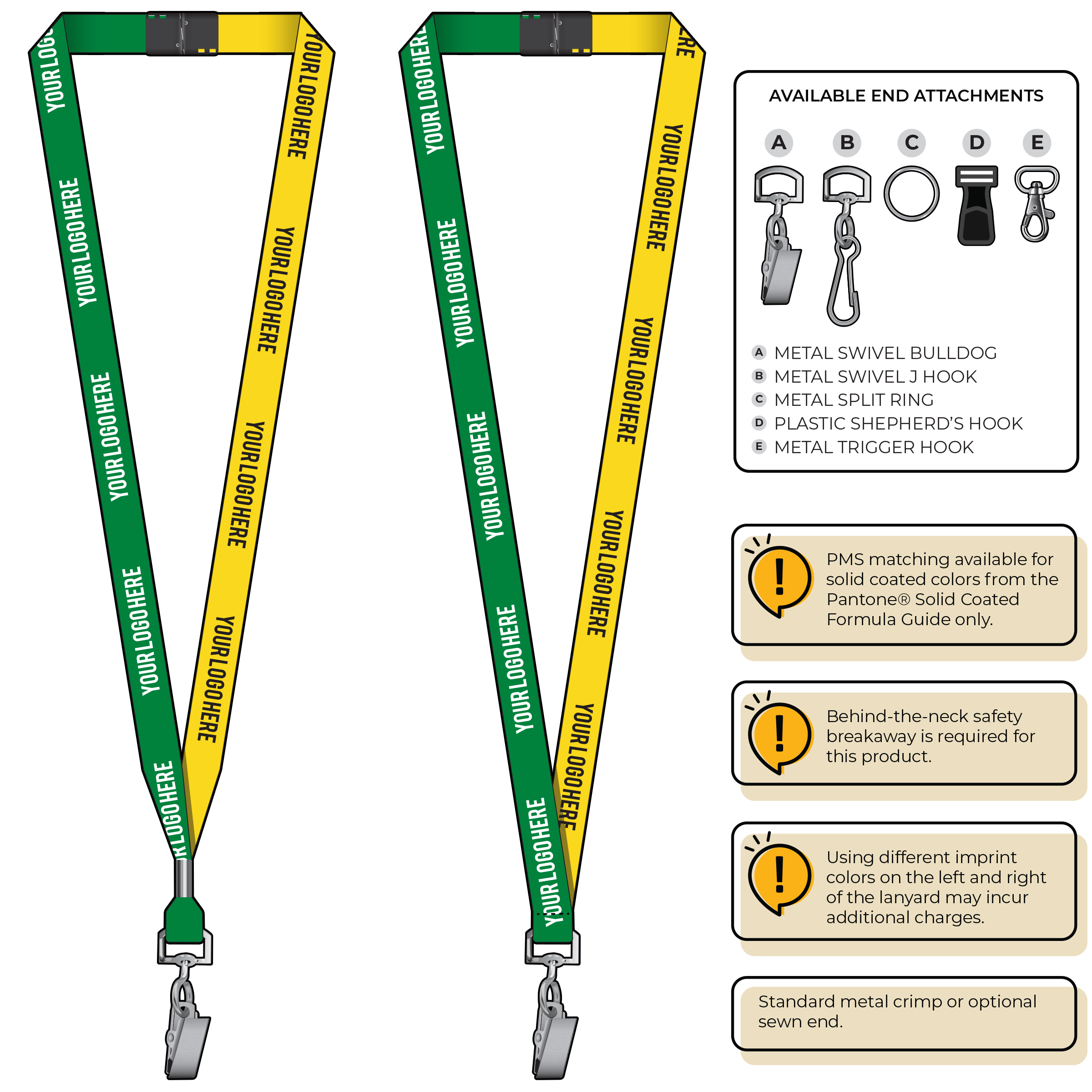 BH0051 | 5/8" Two Tone MicroWeave Silkscreen Lanyards :: STANDARD END ATTACHMENTS