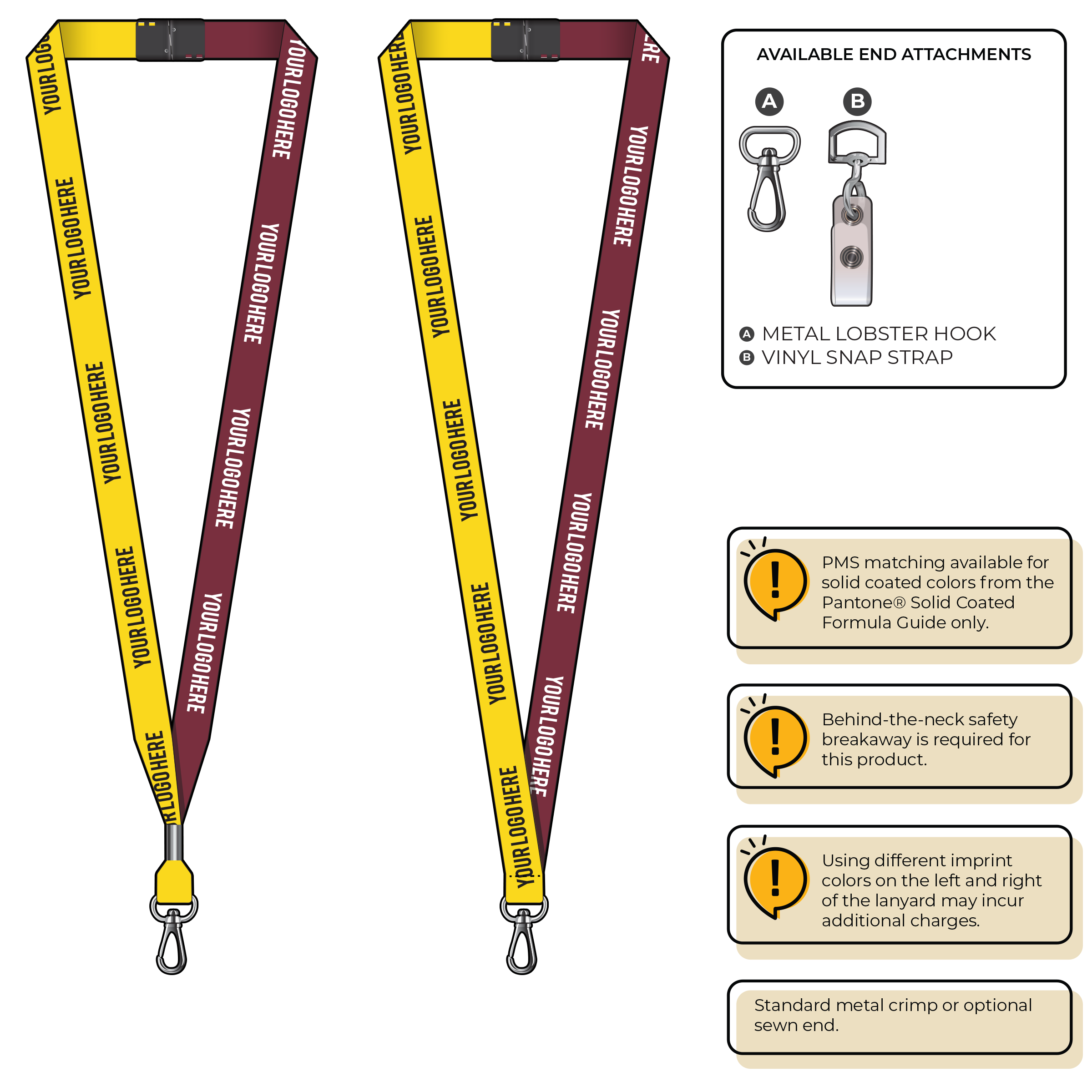 BH0051 | 5/8" Two Tone MicroWeave Silkscreen Lanyards :: NON-STANDARD END ATTACHMENTS