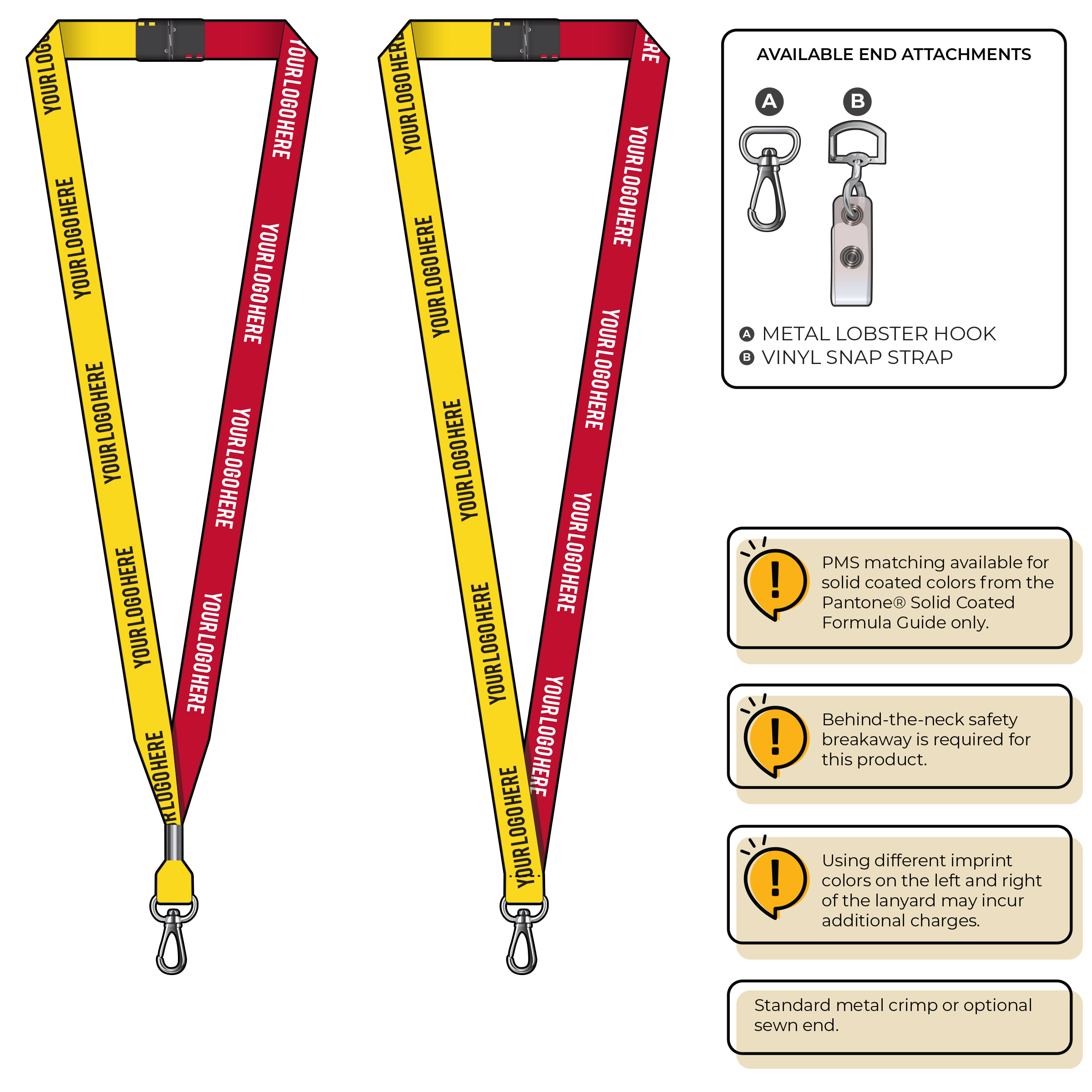 BH0051 | 5/8" Two Tone MicroWeave Silkscreen Lanyards :: NON-STANDARD END ATTACHMENTS