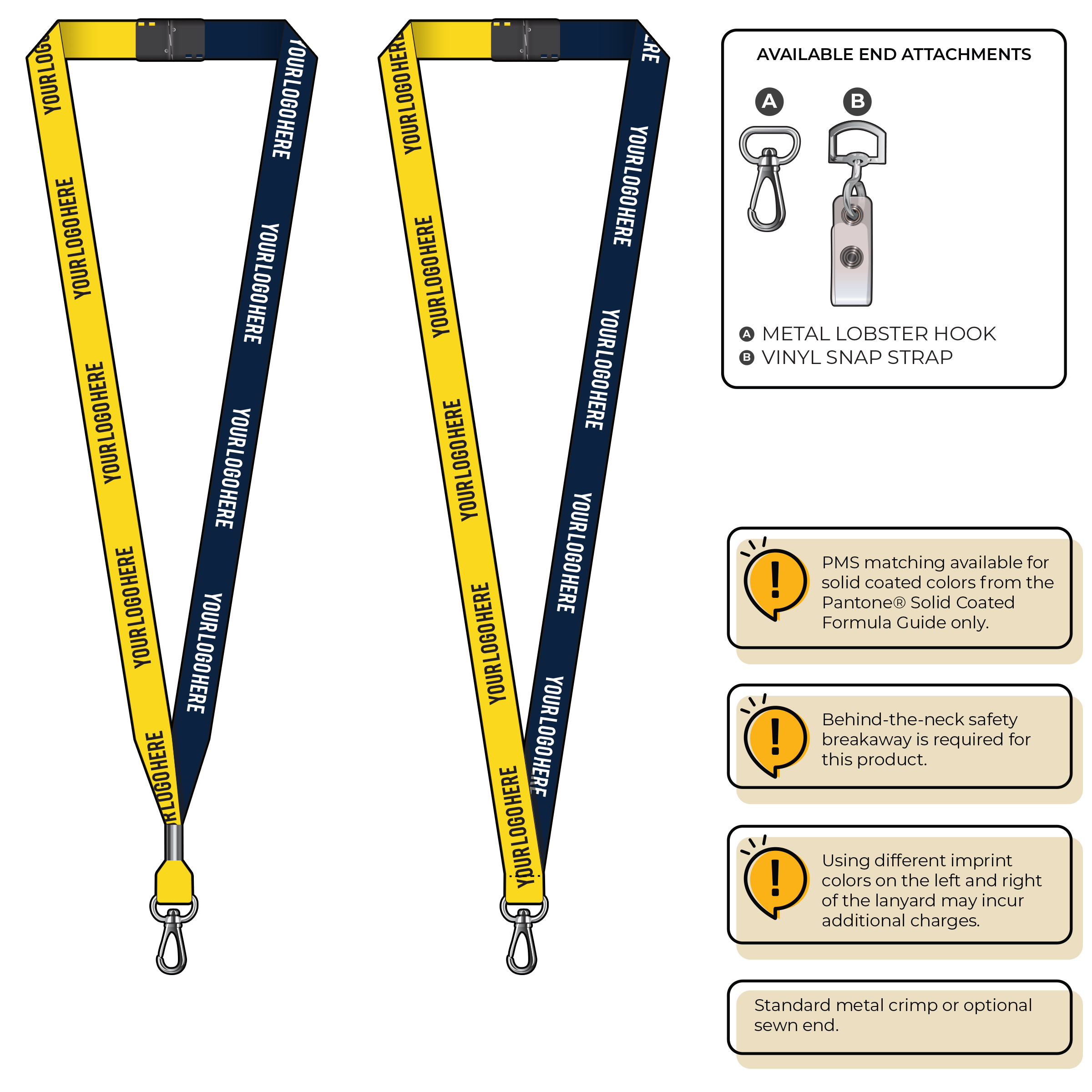 BH0051 | 5/8" Two Tone MicroWeave Silkscreen Lanyards :: NON-STANDARD END ATTACHMENTS