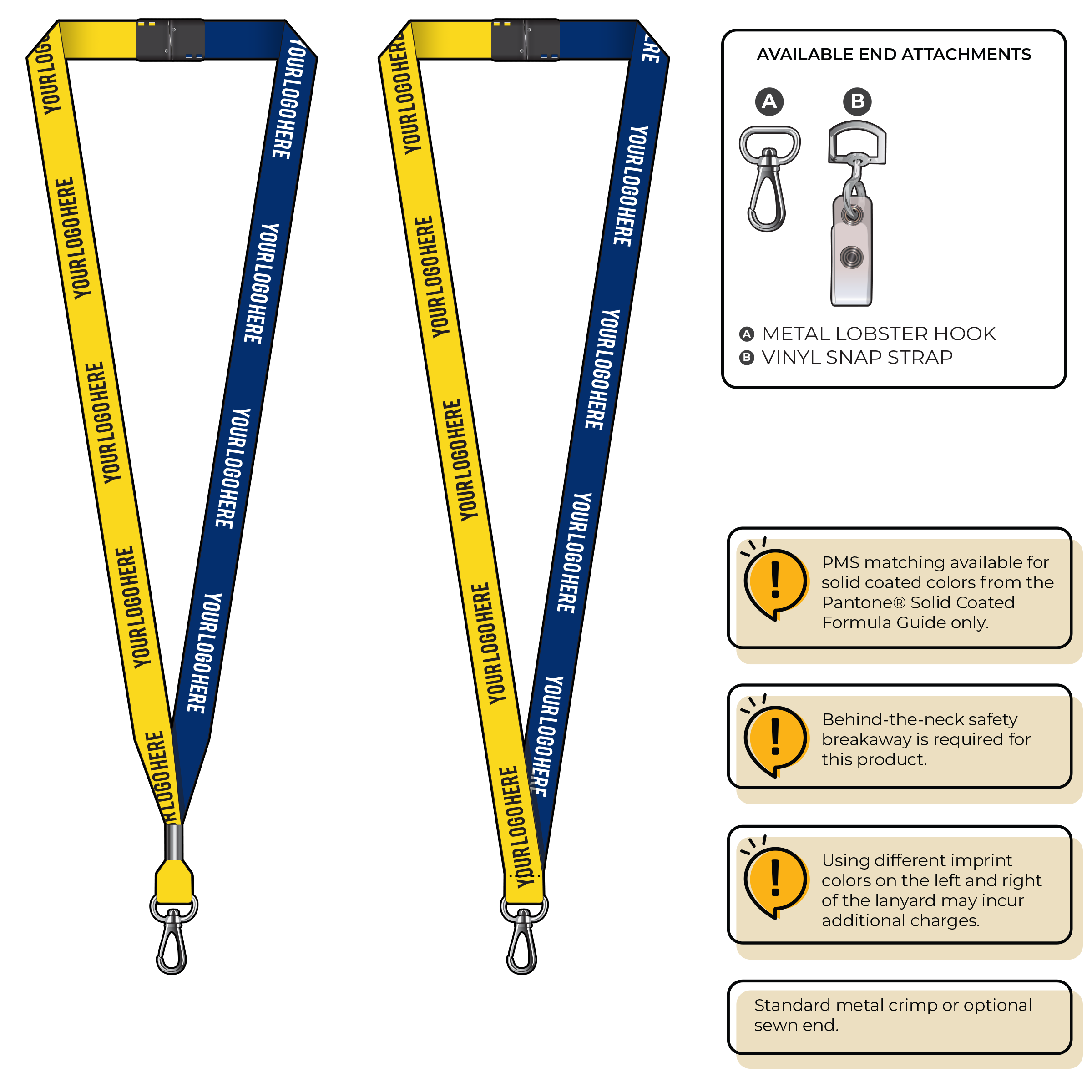 BH0051 | 5/8" Two Tone MicroWeave Silkscreen Lanyards :: NON-STANDARD END ATTACHMENTS