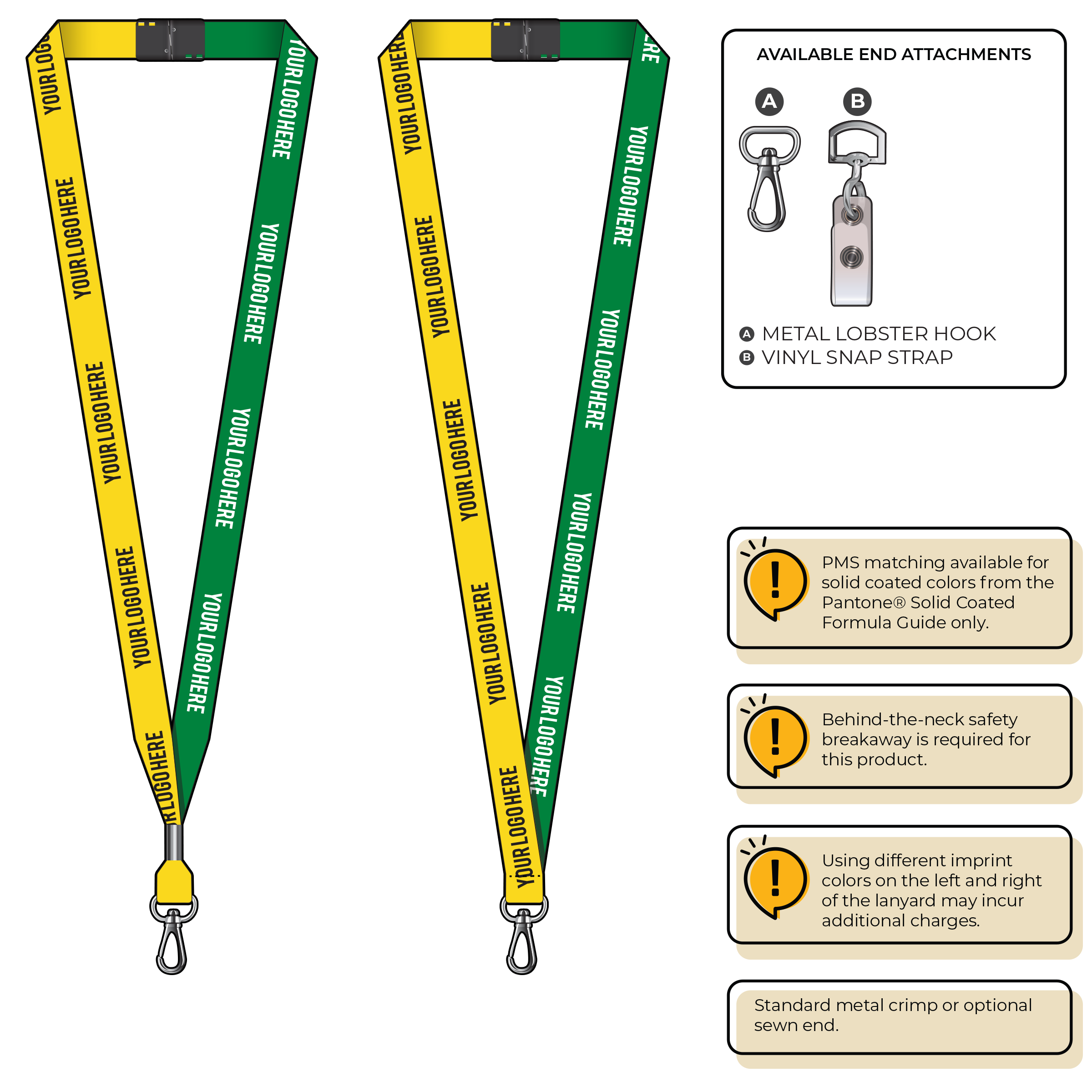 BH0051 | 5/8" Two Tone MicroWeave Silkscreen Lanyards :: NON-STANDARD END ATTACHMENTS