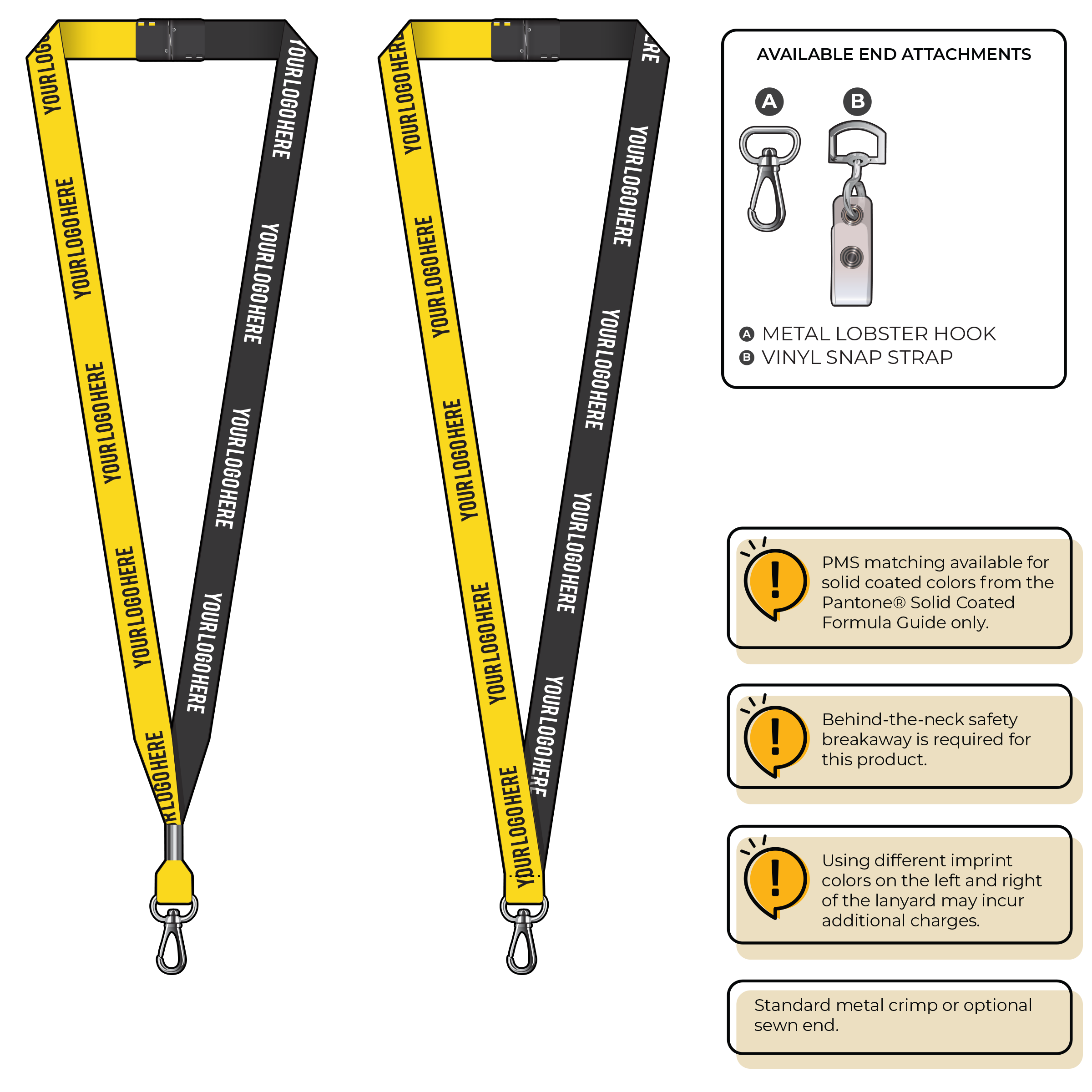 BH0051 | 5/8" Two Tone MicroWeave Silkscreen Lanyards :: NON-STANDARD END ATTACHMENTS