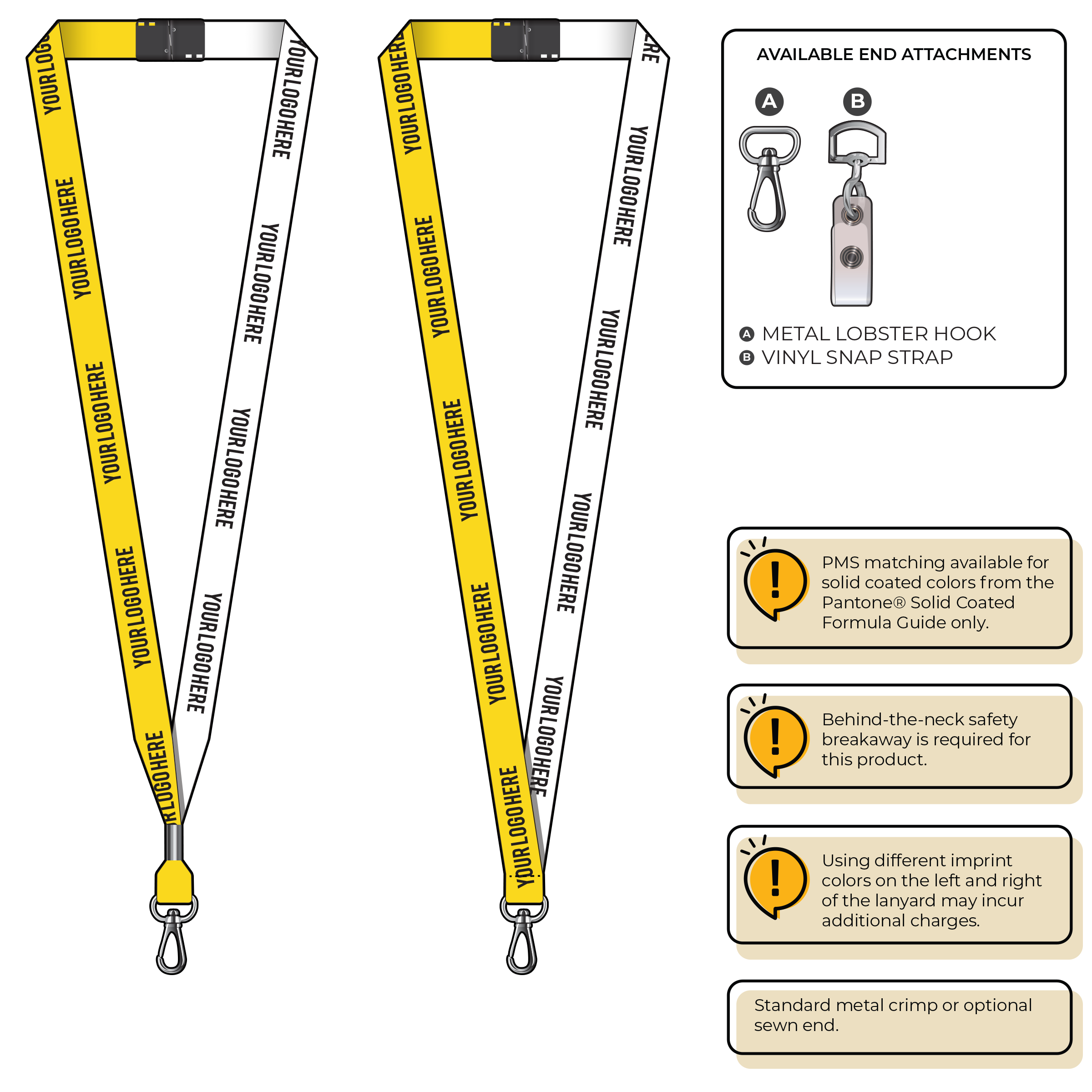 BH0051 | 5/8" Two Tone MicroWeave Silkscreen Lanyards :: NON-STANDARD END ATTACHMENTS