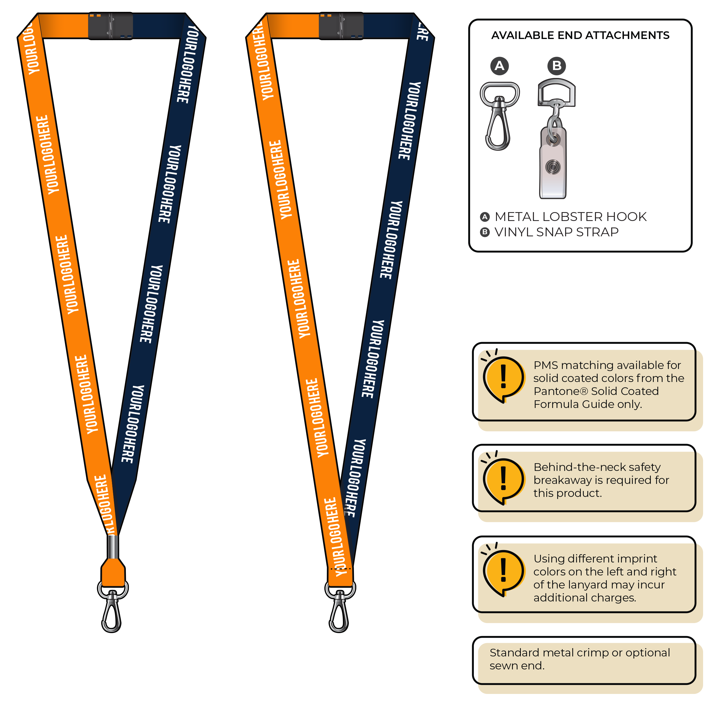 BH0051 | 5/8" Two Tone MicroWeave Silkscreen Lanyards :: NON-STANDARD END ATTACHMENTS