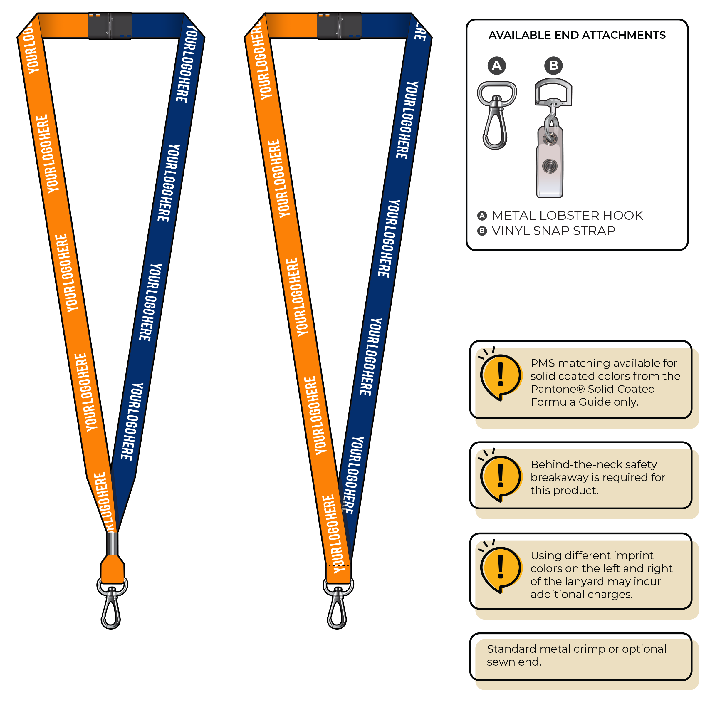 BH0051 | 5/8" Two Tone MicroWeave Silkscreen Lanyards :: NON-STANDARD END ATTACHMENTS