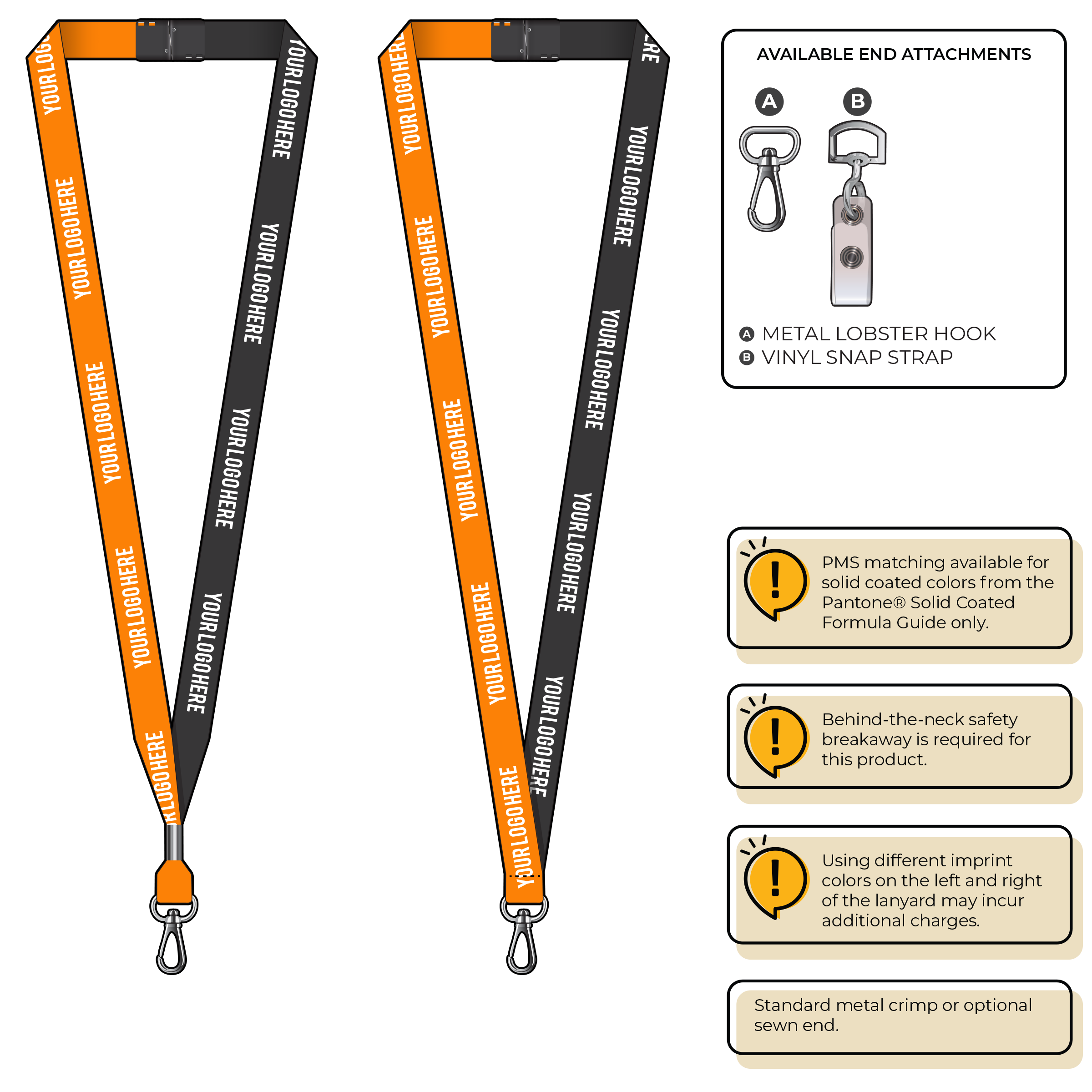 BH0051 | 5/8" Two Tone MicroWeave Silkscreen Lanyards :: NON-STANDARD END ATTACHMENTS