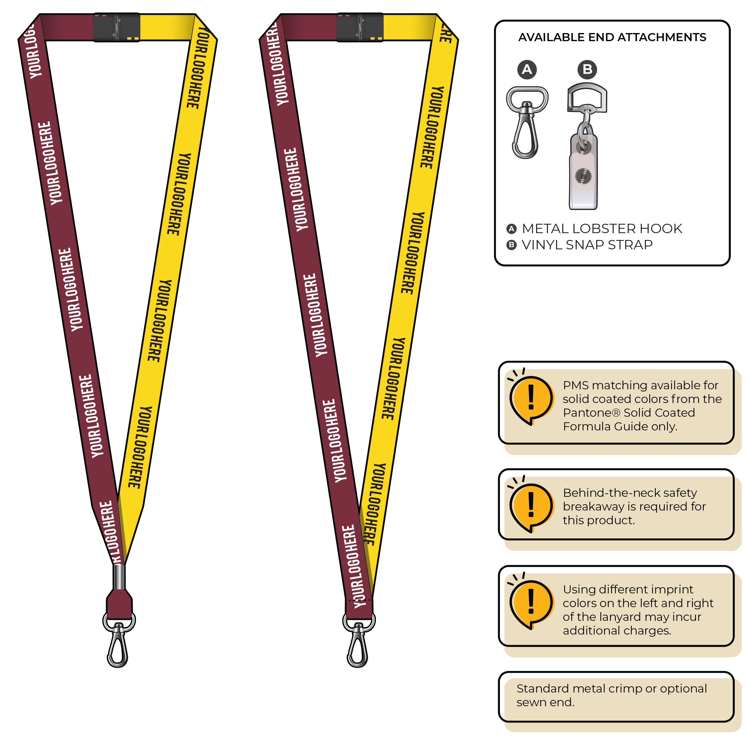 BH0051 | 5/8" Two Tone MicroWeave Silkscreen Lanyards :: NON-STANDARD END ATTACHMENTS