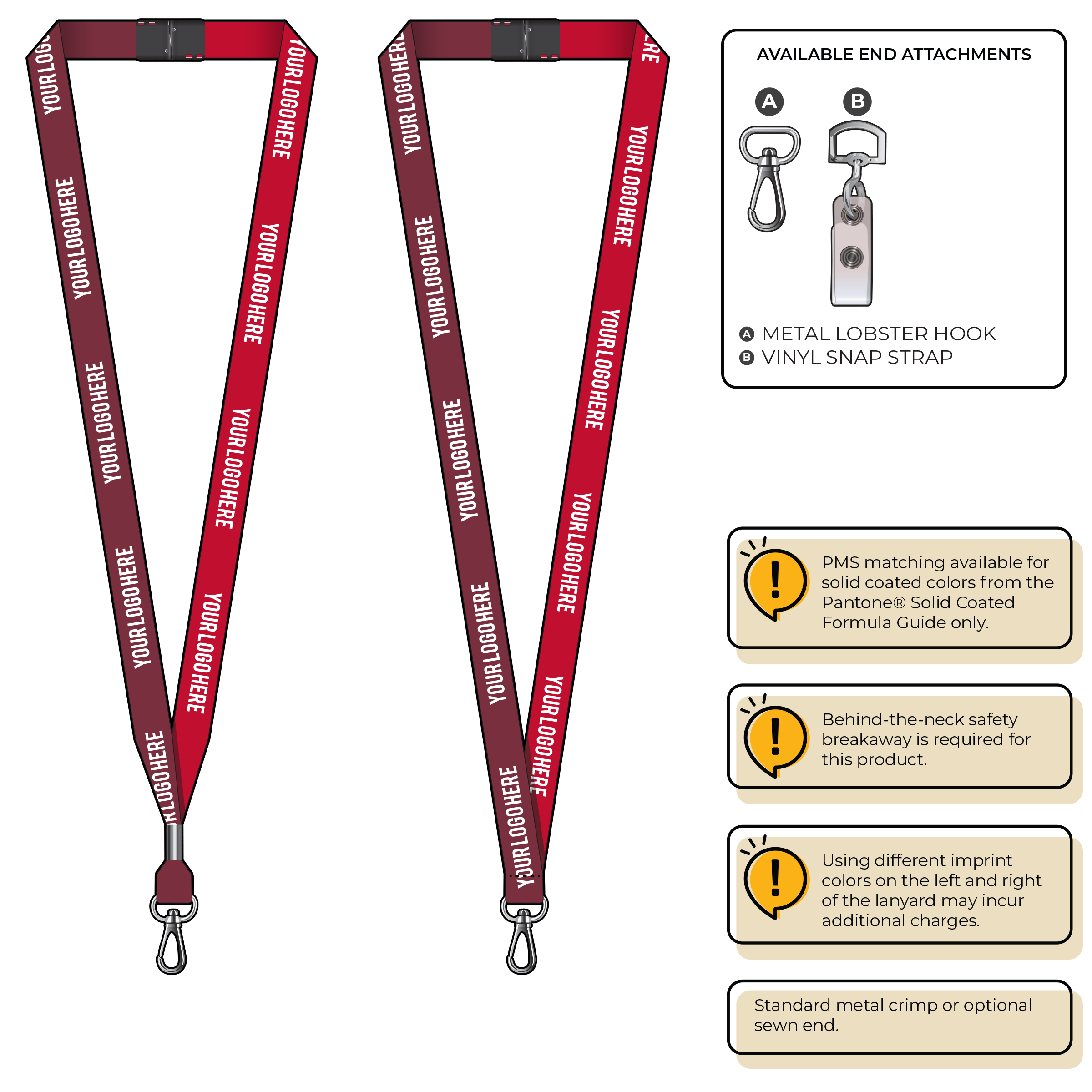 BH0051 | 5/8" Two Tone MicroWeave Silkscreen Lanyards :: NON-STANDARD END ATTACHMENTS