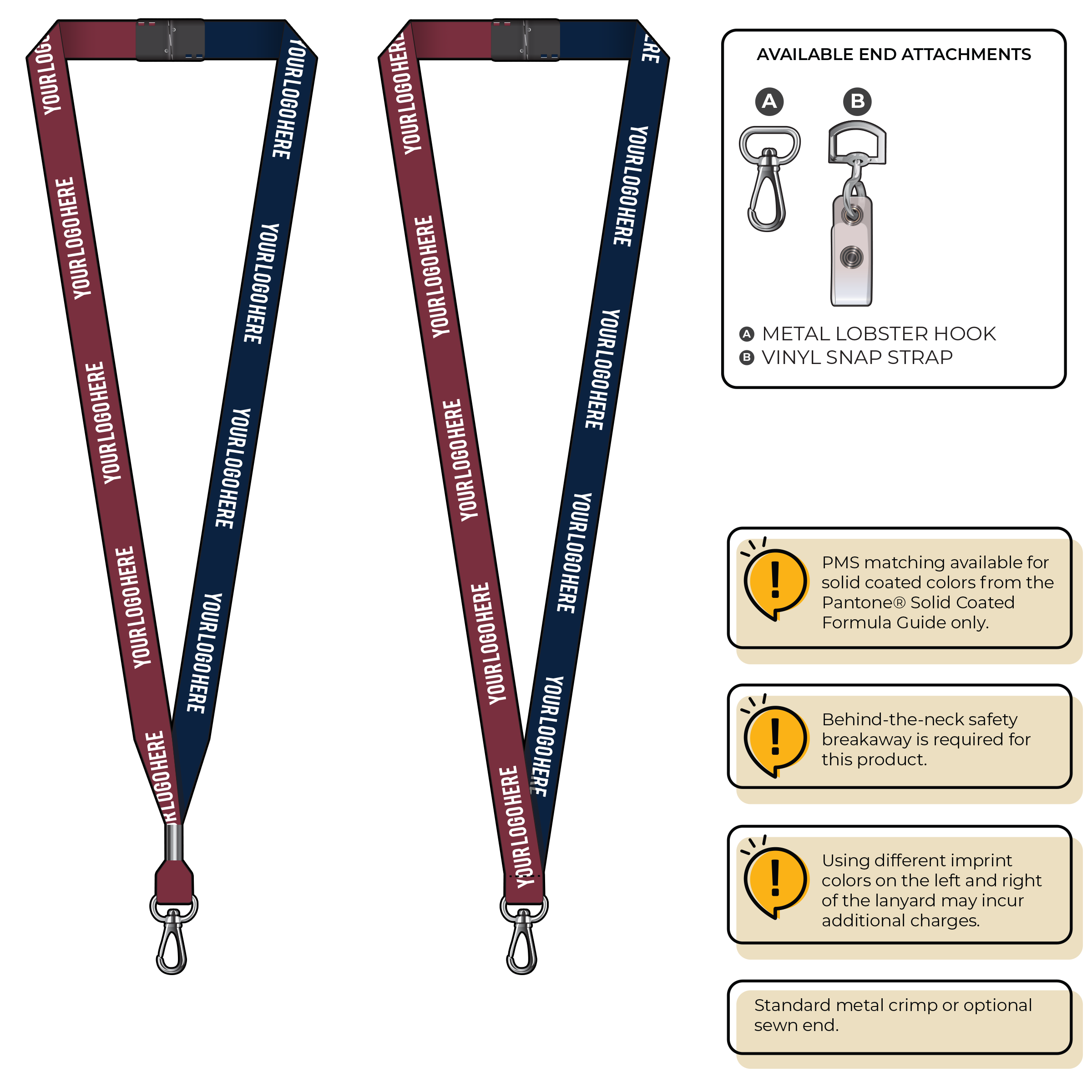 BH0051 | 5/8" Two Tone MicroWeave Silkscreen Lanyards :: NON-STANDARD END ATTACHMENTS