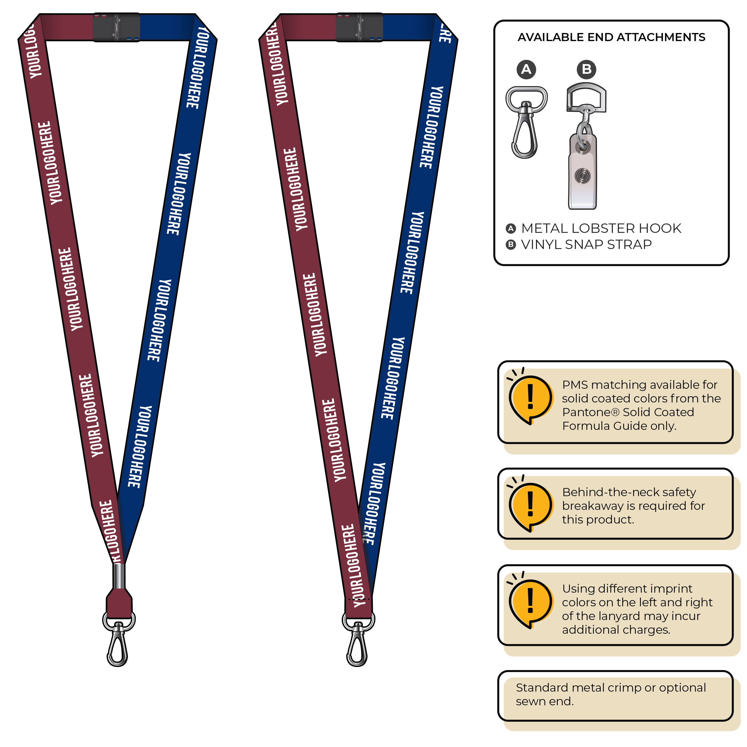 BH0051 | 5/8" Two Tone MicroWeave Silkscreen Lanyards :: NON-STANDARD END ATTACHMENTS