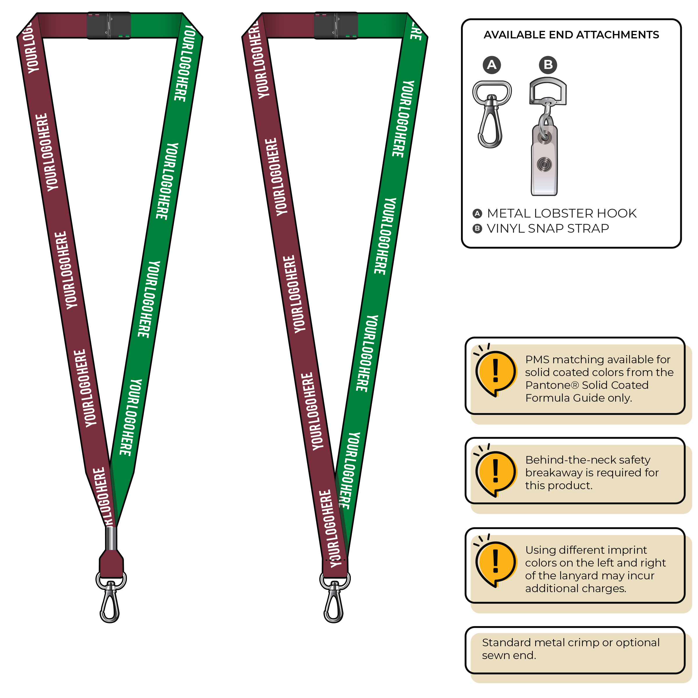 BH0051 | 5/8" Two Tone MicroWeave Silkscreen Lanyards :: NON-STANDARD END ATTACHMENTS