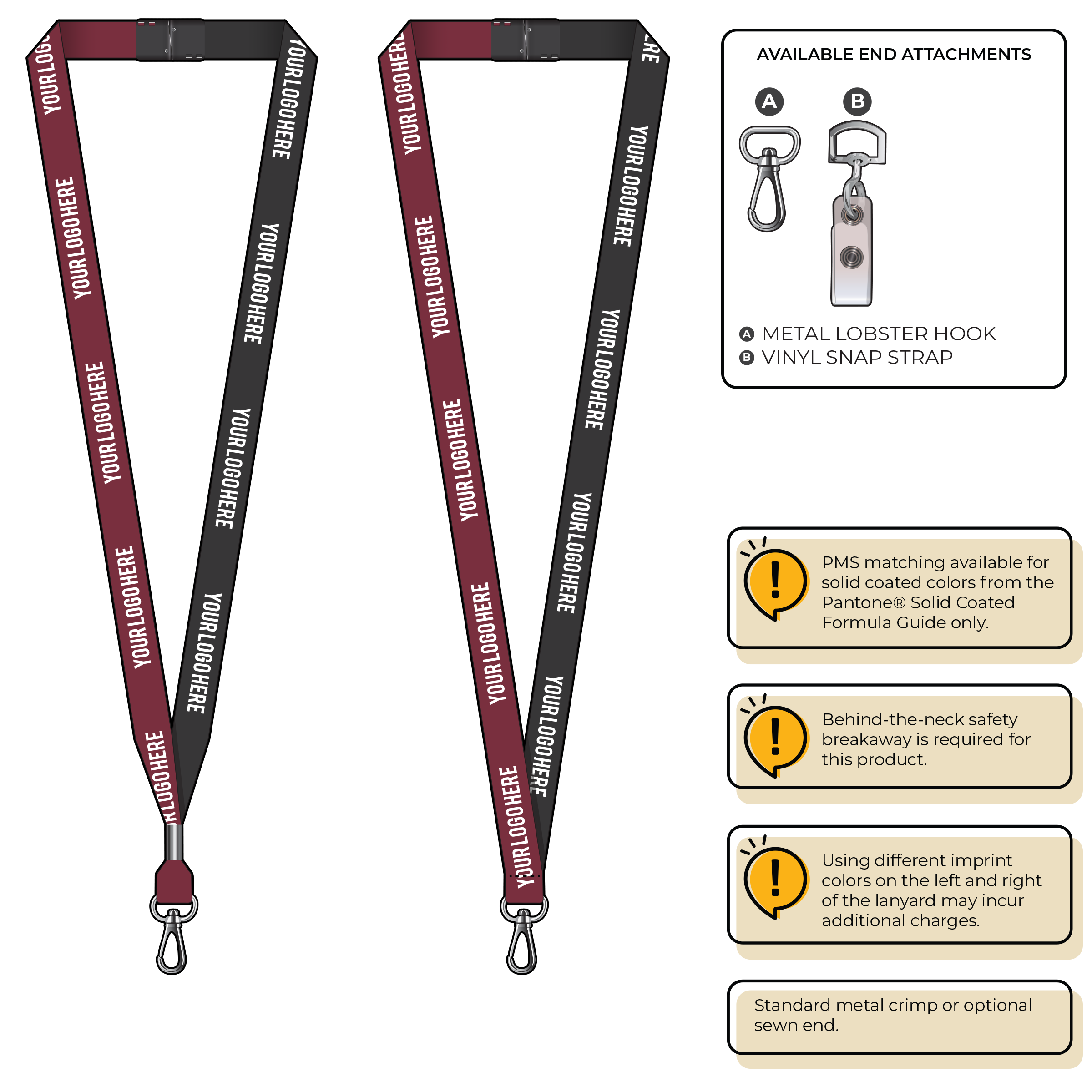 BH0051 | 5/8" Two Tone MicroWeave Silkscreen Lanyards :: NON-STANDARD END ATTACHMENTS