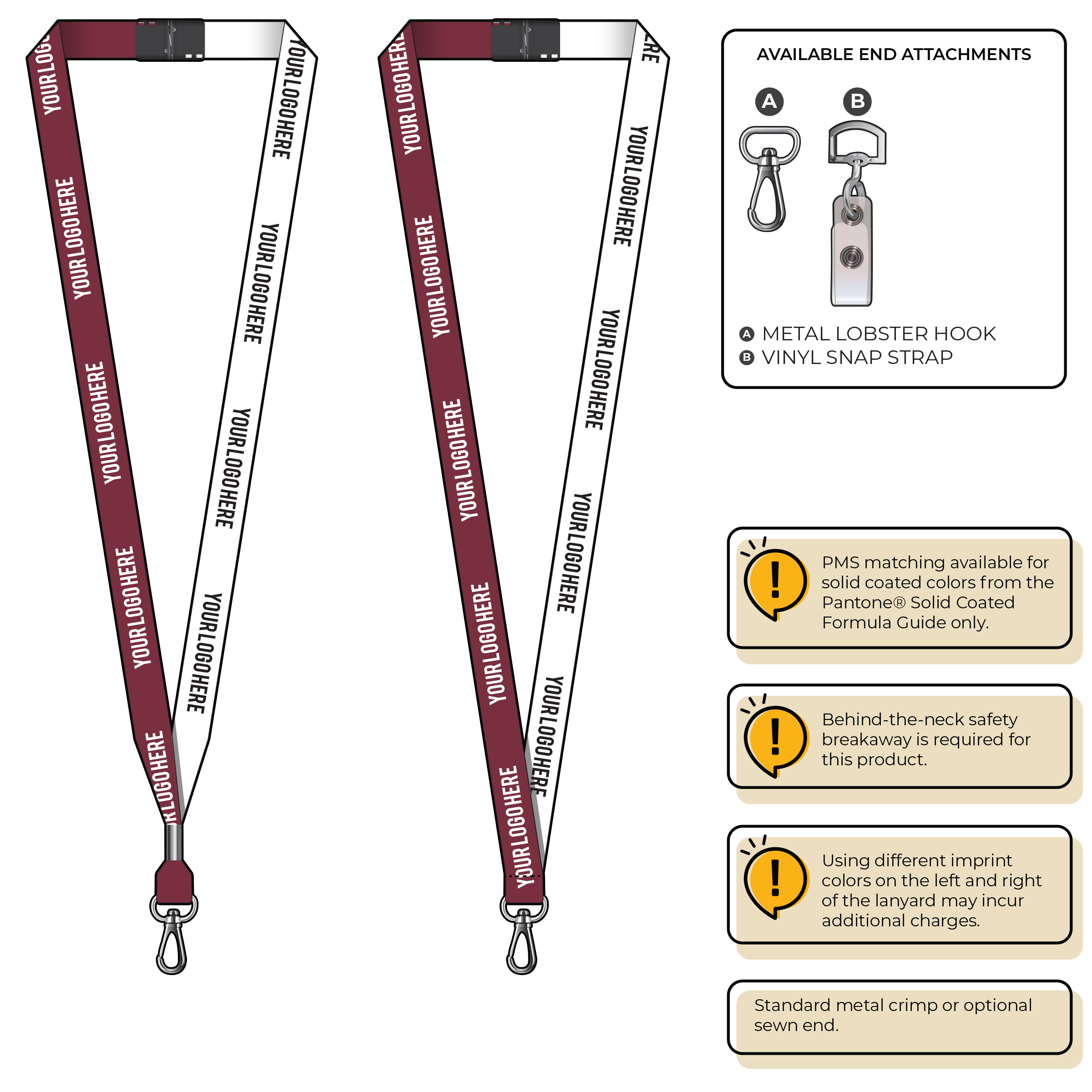 BH0051 | 5/8" Two Tone MicroWeave Silkscreen Lanyards :: NON-STANDARD END ATTACHMENTS