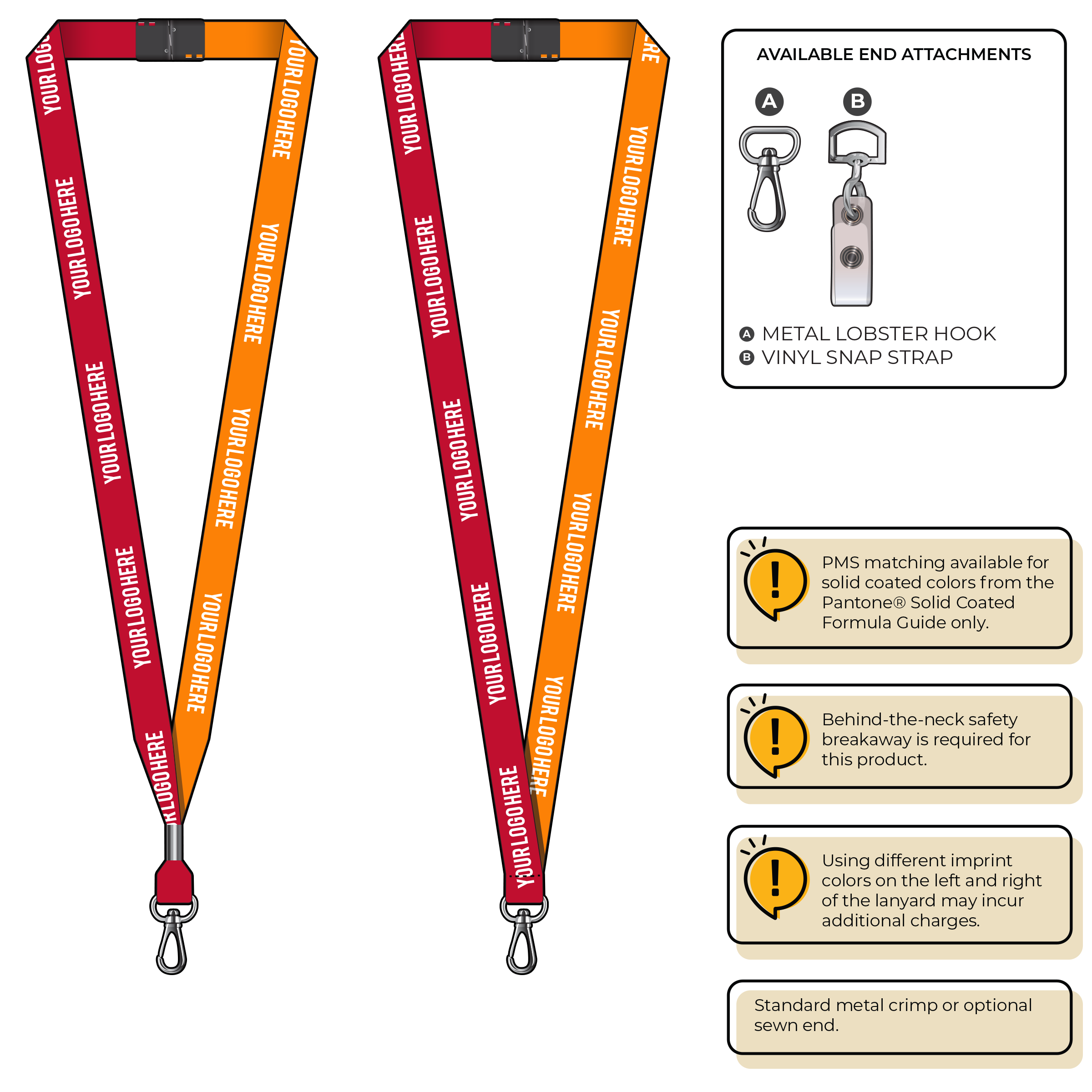 BH0051 | 5/8" Two Tone MicroWeave Silkscreen Lanyards :: NON-STANDARD END ATTACHMENTS