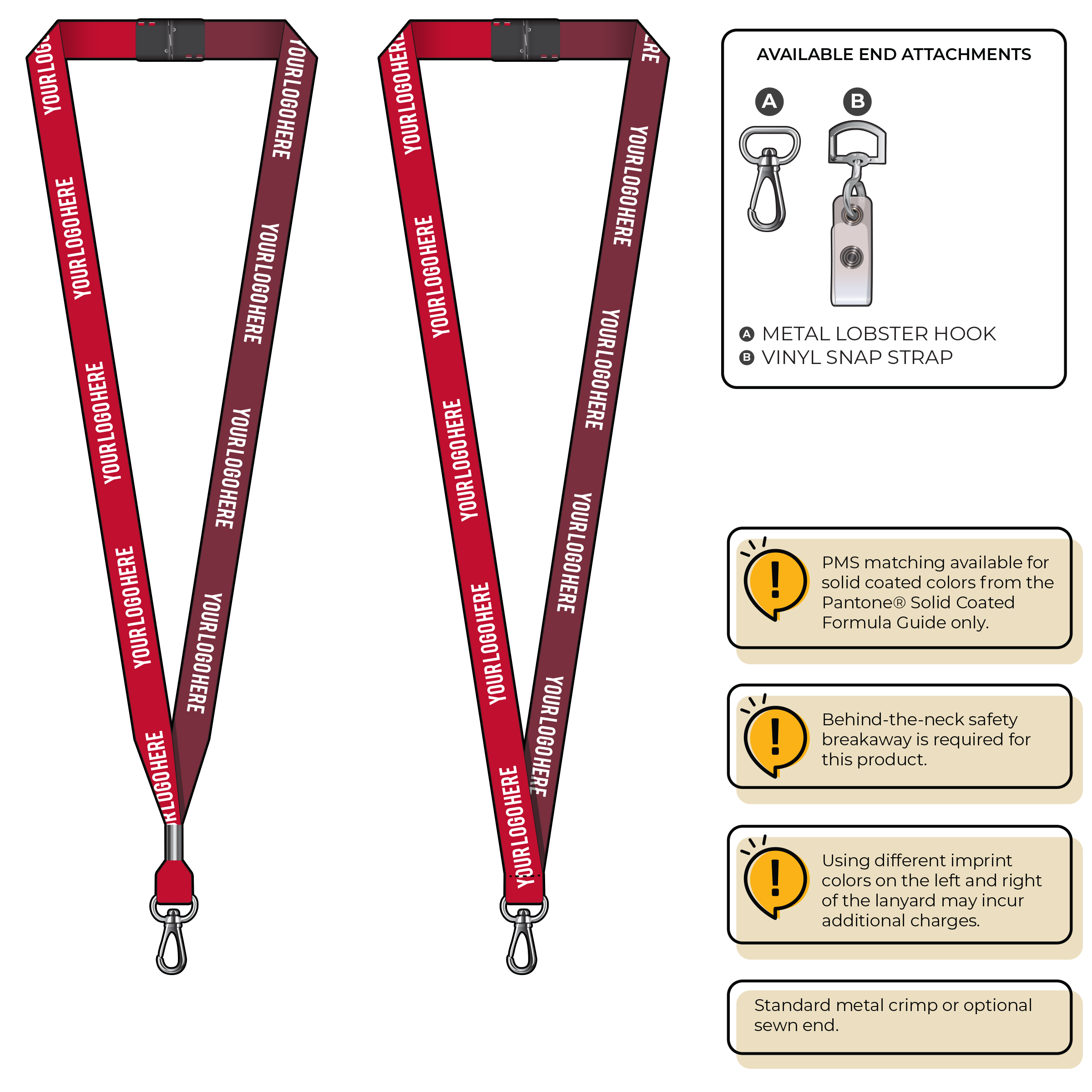 BH0051 | 5/8" Two Tone MicroWeave Silkscreen Lanyards :: NON-STANDARD END ATTACHMENTS