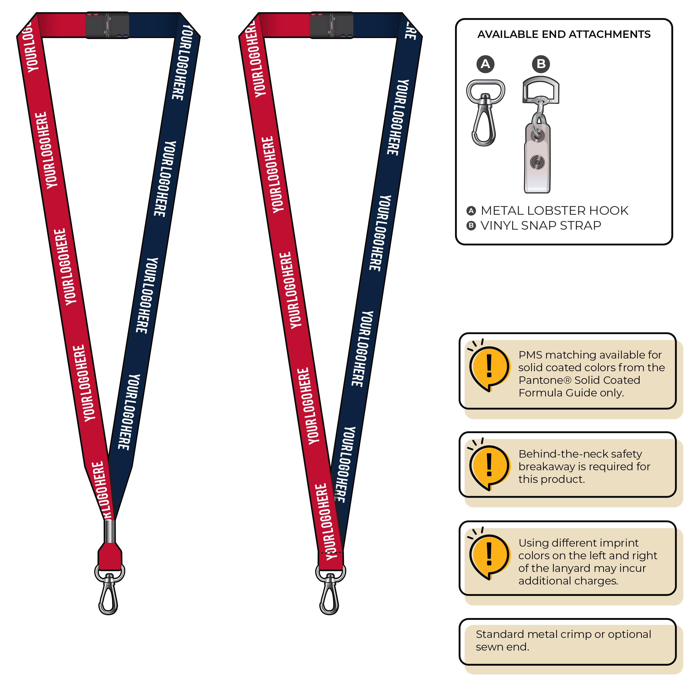 BH0051 | 5/8" Two Tone MicroWeave Silkscreen Lanyards :: NON-STANDARD END ATTACHMENTS